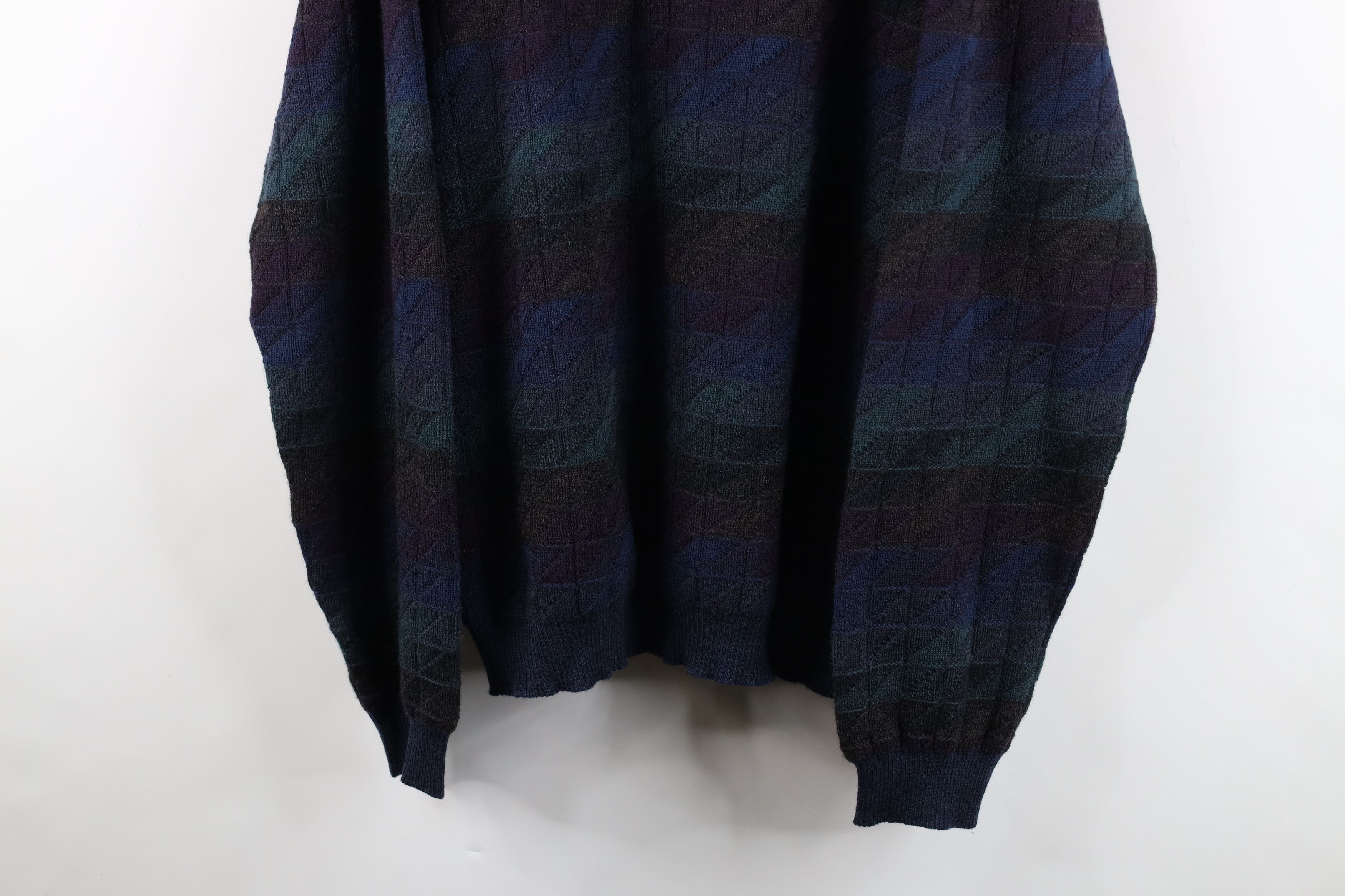 Vintage Vintage 90s Streetwear Checkered Wool Knit Crewneck Sweater Size US XL / EU 56 / 4 - 3 Thumbnail
