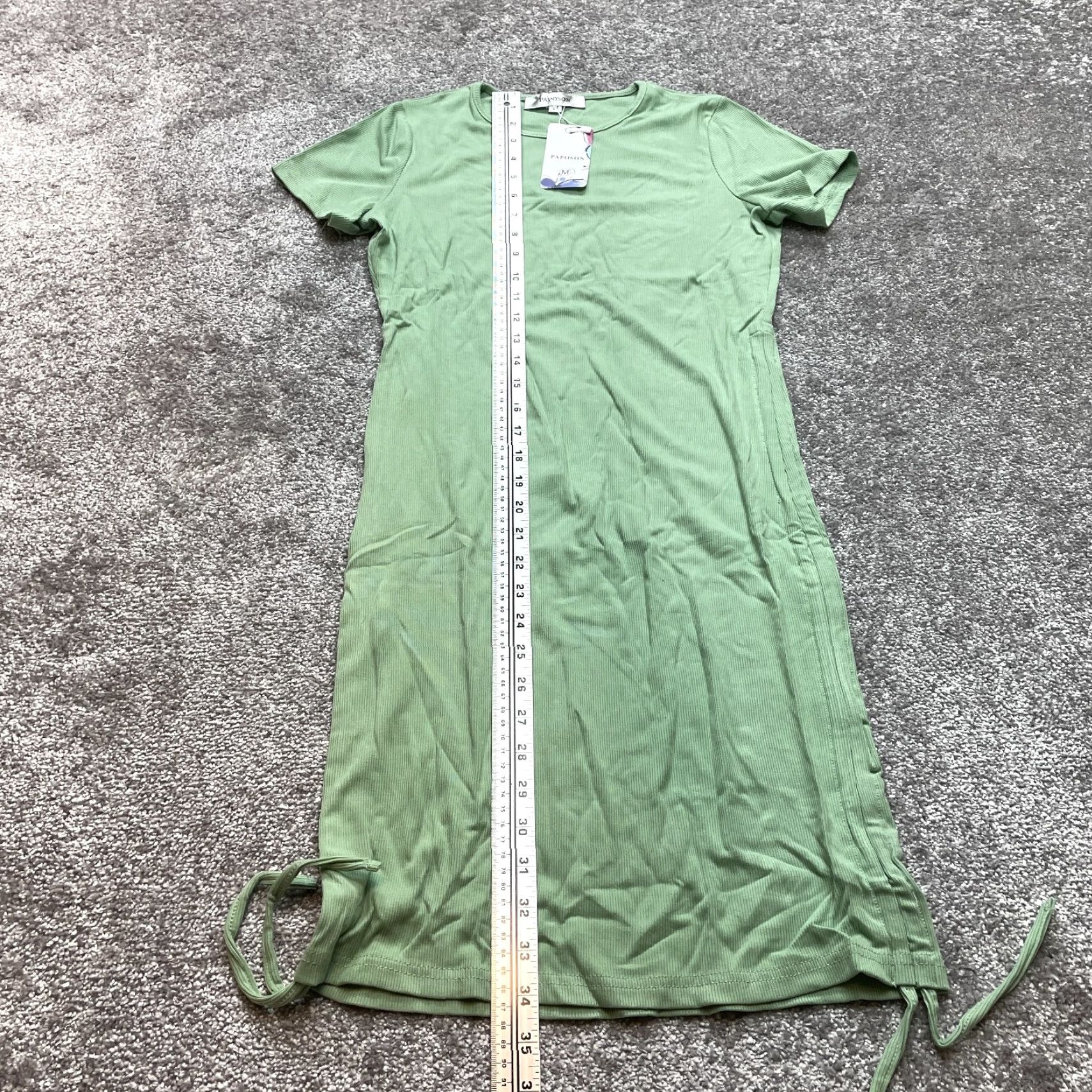 Vintage VINTAGE Papson Shirt Dress Top Womens Medium Light Pea Green Ribbed Stretch Midi New NWT Size M / US 6-8 / IT 42-44 - 5 Thumbnail