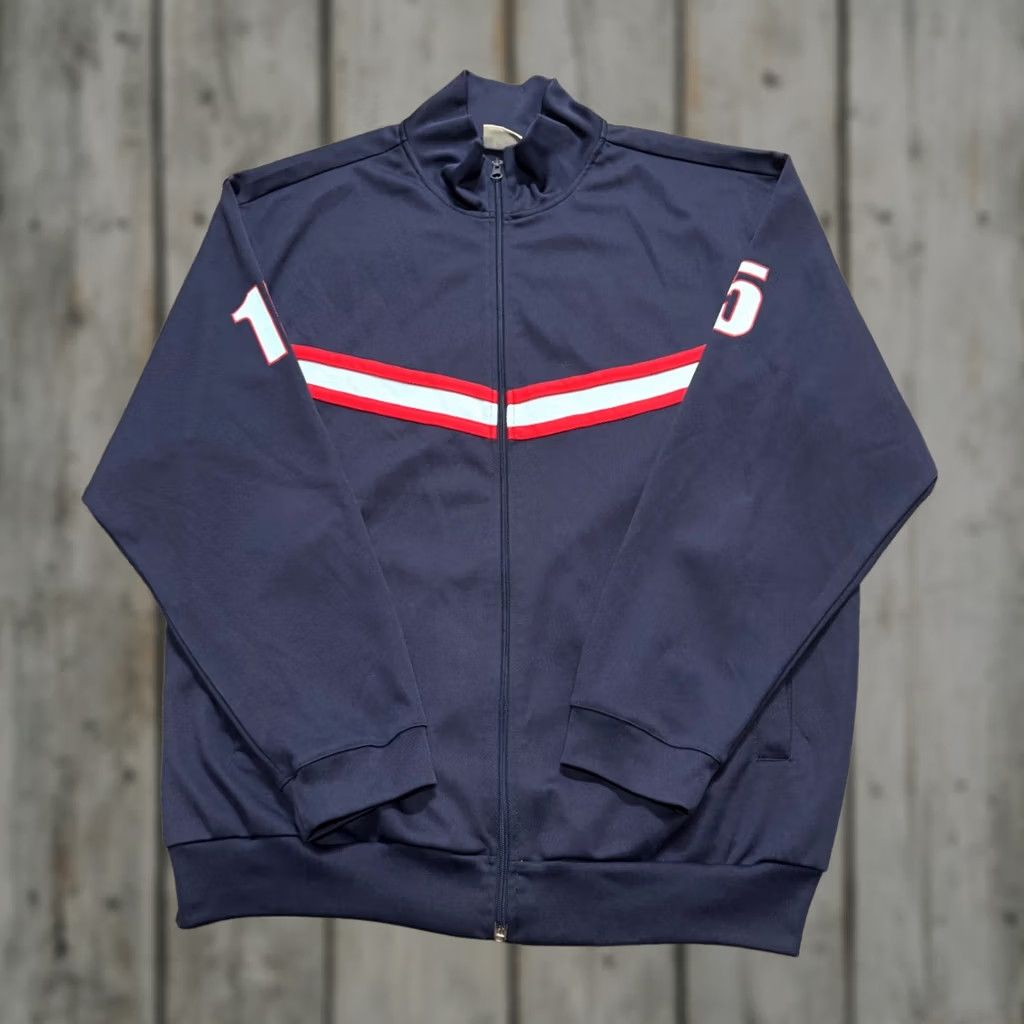 Lee VINTAGE LEE Track Jacket Full-zip Men XXL Navy Blue Embroidered Striped Jacket Size US XXL / EU 58 / 5 - 1 Thumbnail