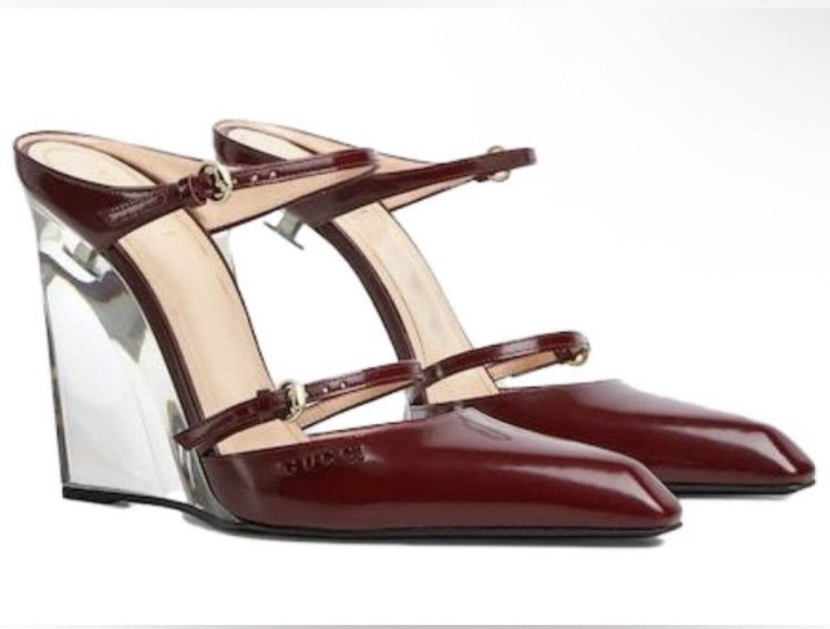 Gucci Gucci Closed Toe Slippers Wedge Mules Regent Rosso Ancora Size US 7 / IT 37 - 1 Thumbnail