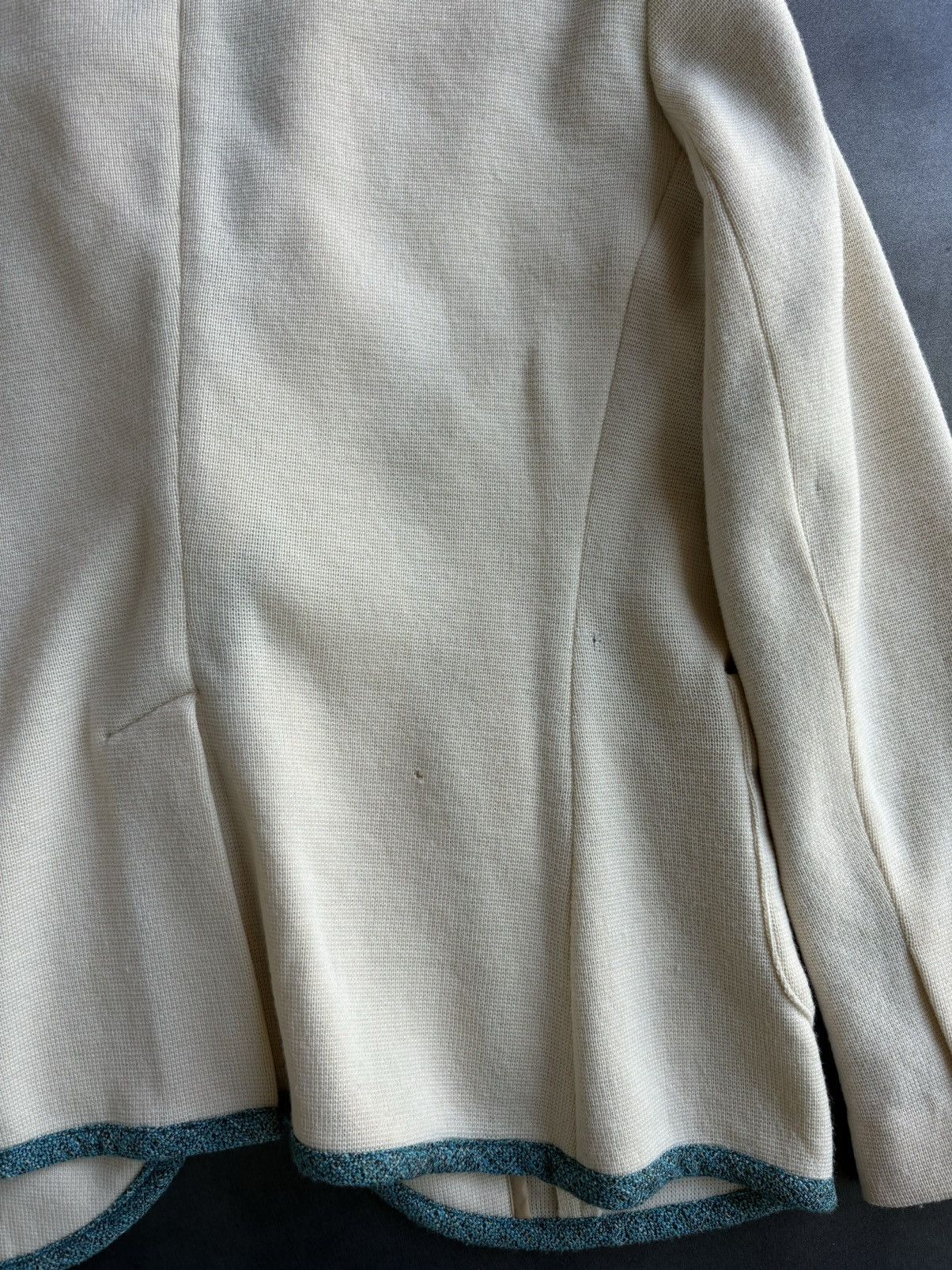 Designer × Rag & Bone Rag & Bone Blazer Womens Cream Merino Wool Teal Trim Prep Size L / US 10 / IT 46 - 10 Thumbnail