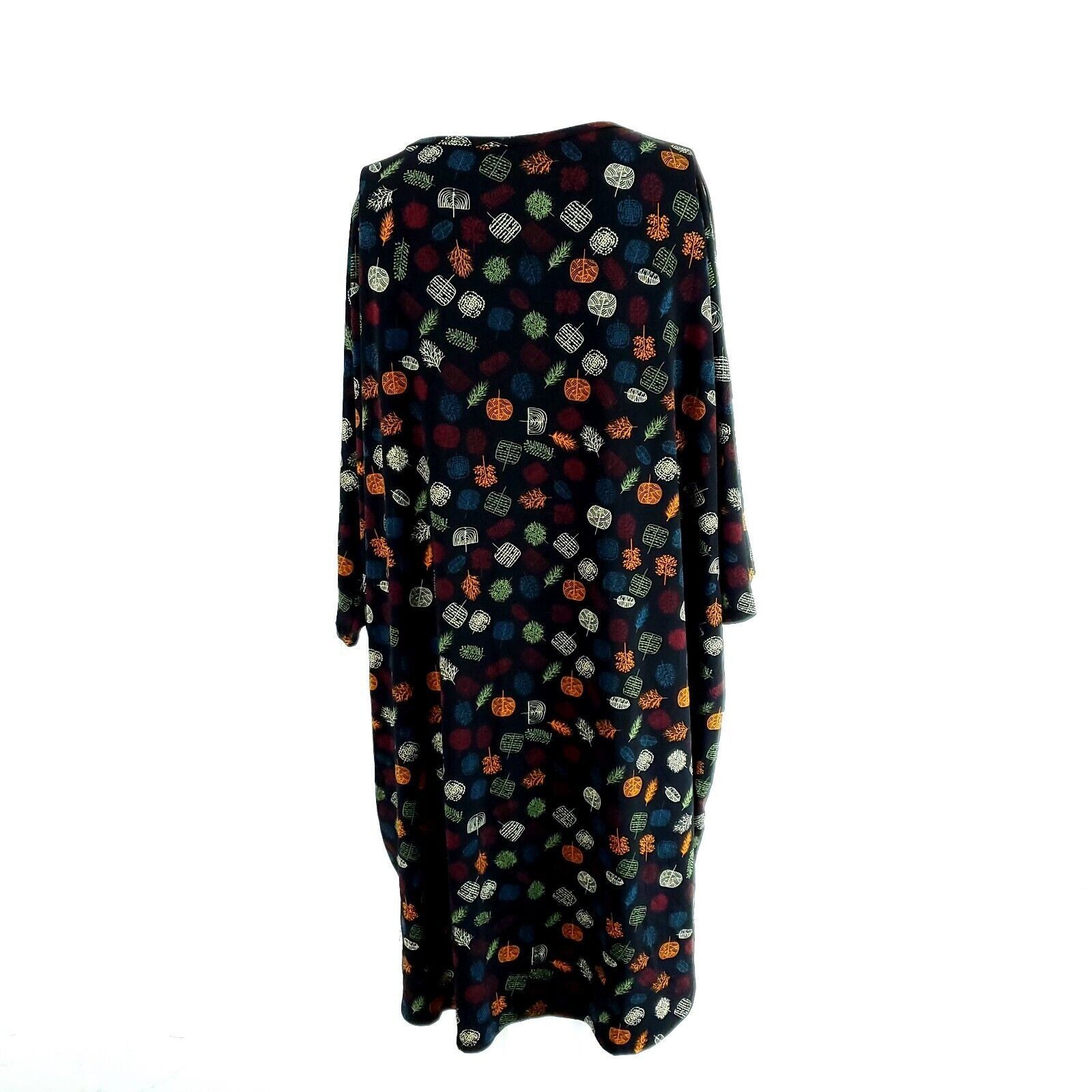 Designer Lularoe Shirt Dress Black Leave Print Scoop Neck Large 3/4 S Size L / US 10 / IT 46 - 3 Thumbnail