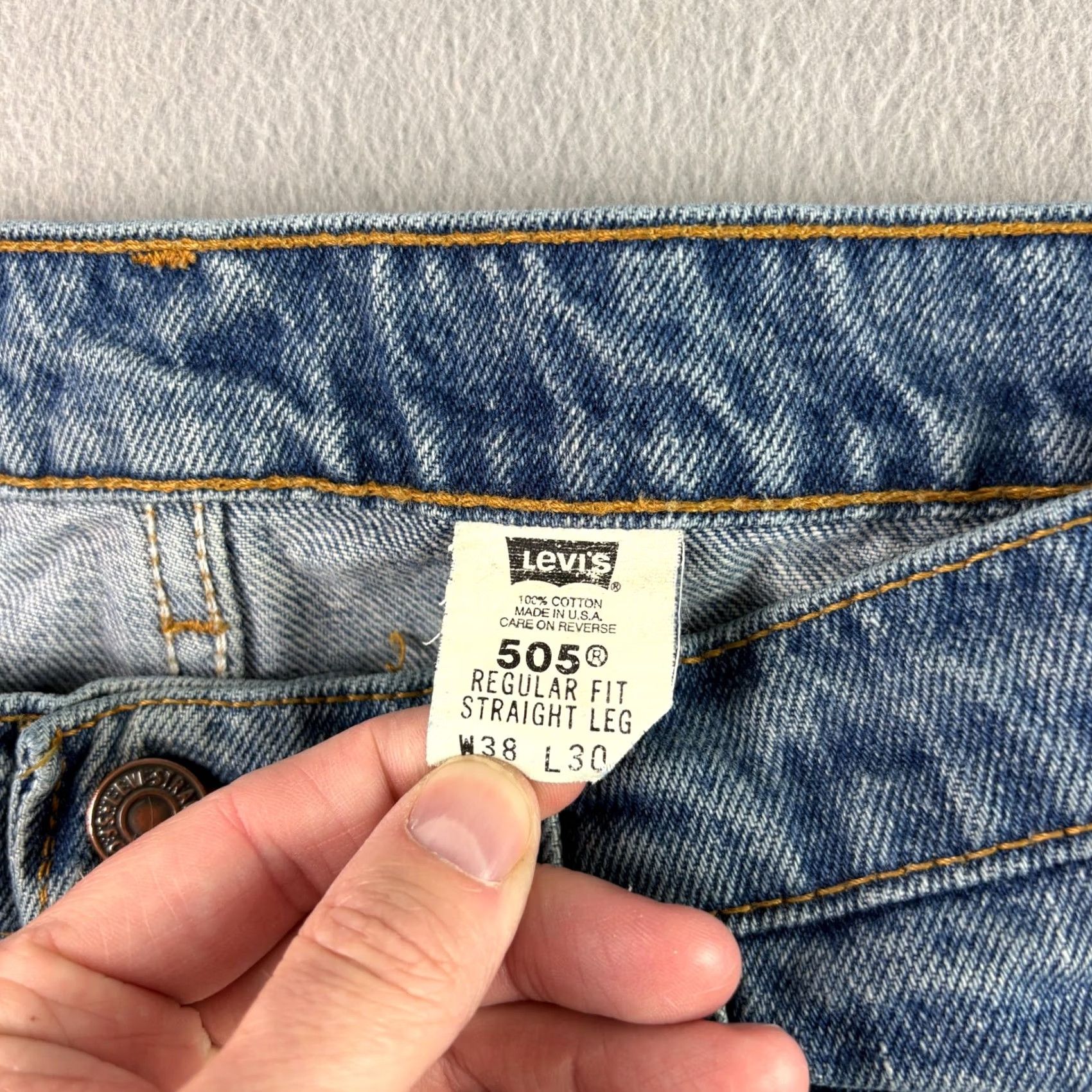 Levi's VINTAGE Levi's 505 Jeans Mens 38x30 Blue Denim 90s Straight Style Jeans Regular Mens Size US 38 / EU 54 - 5 Thumbnail