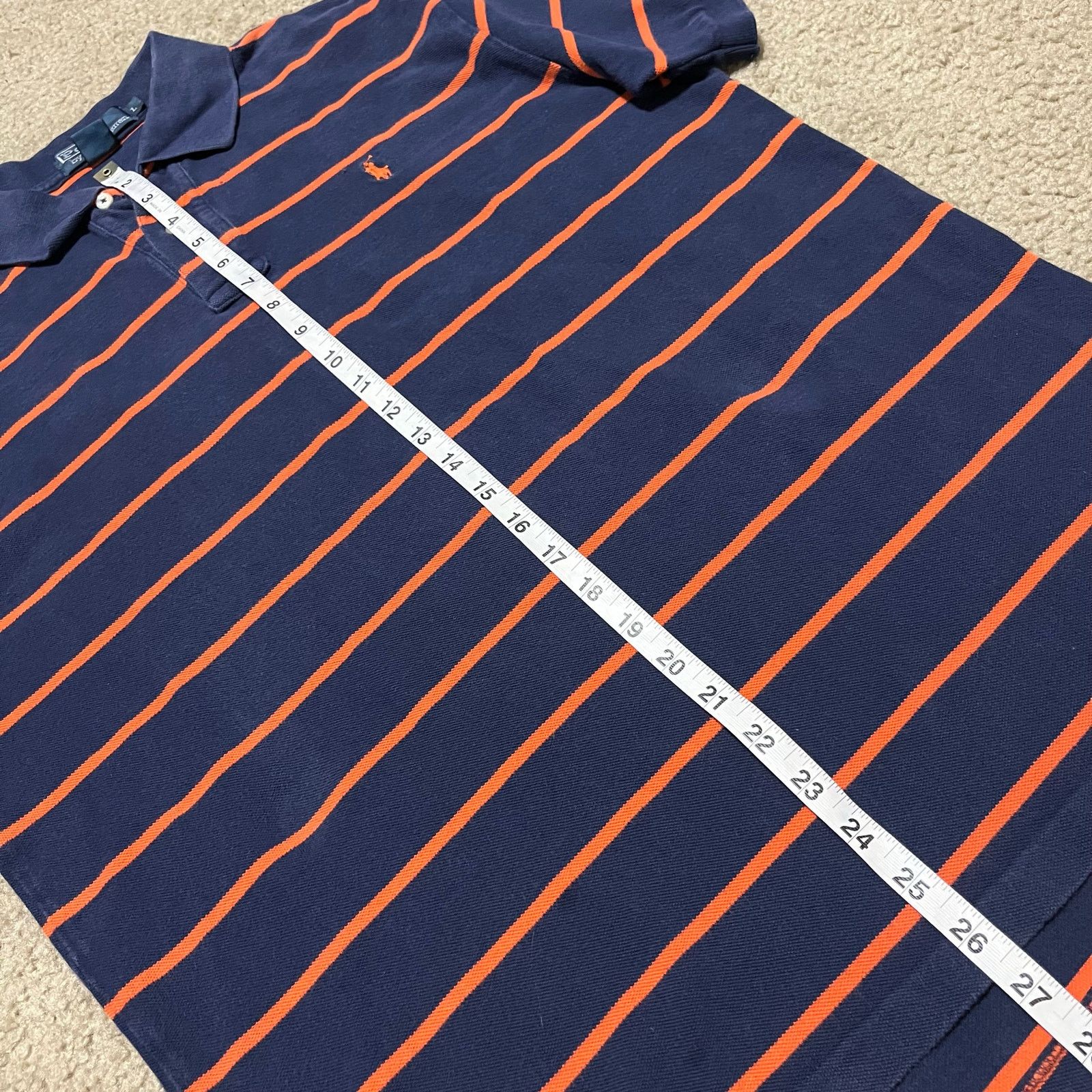 Polo Ralph Lauren Polo Ralph Lauren Orange/Navy Striped Polo Shirt Large Size US L / EU 52-54 / 3 - 4 Thumbnail