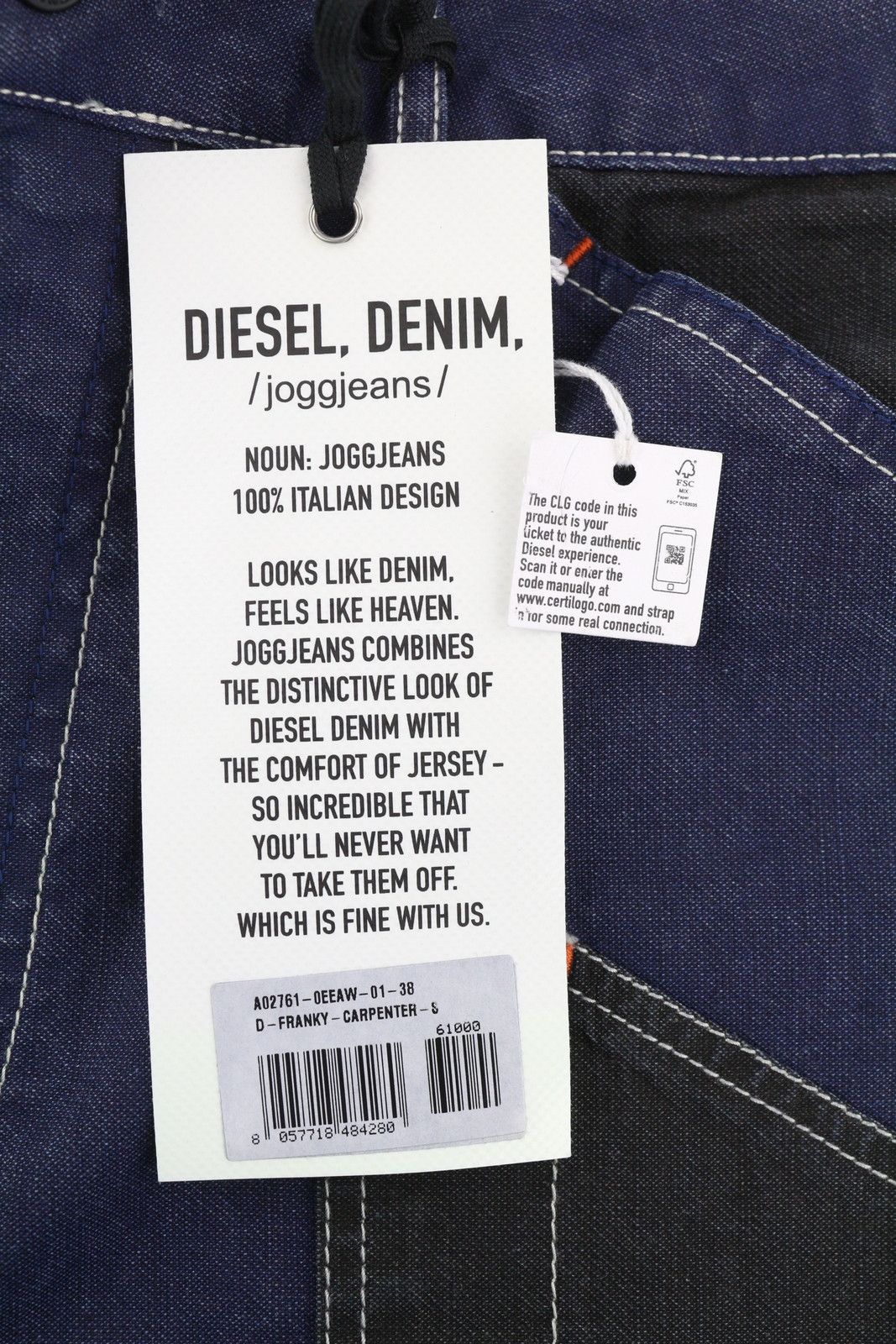 Diesel D-FRANKY CARP JOGG 0EEAW W38 Straight Stretch Jeans 40928 Size US 38 / EU 54 - 6 Thumbnail