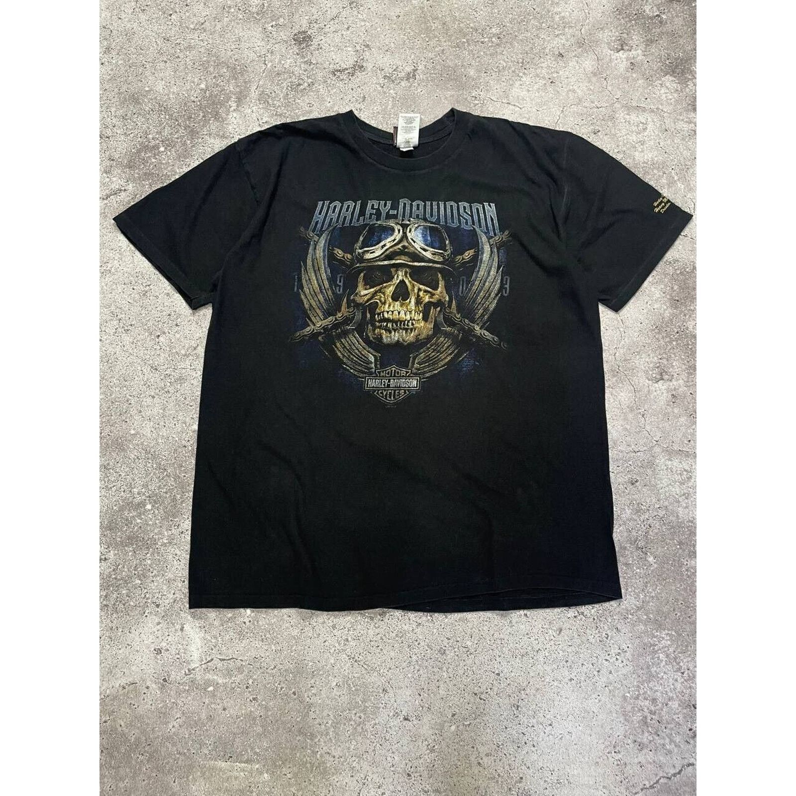 Harley Davidson × Vintage Vintage Harley-Davidson Skull Biker T Shirt Black Size XL Size US XL / EU 56 / 4 - 1 Thumbnail