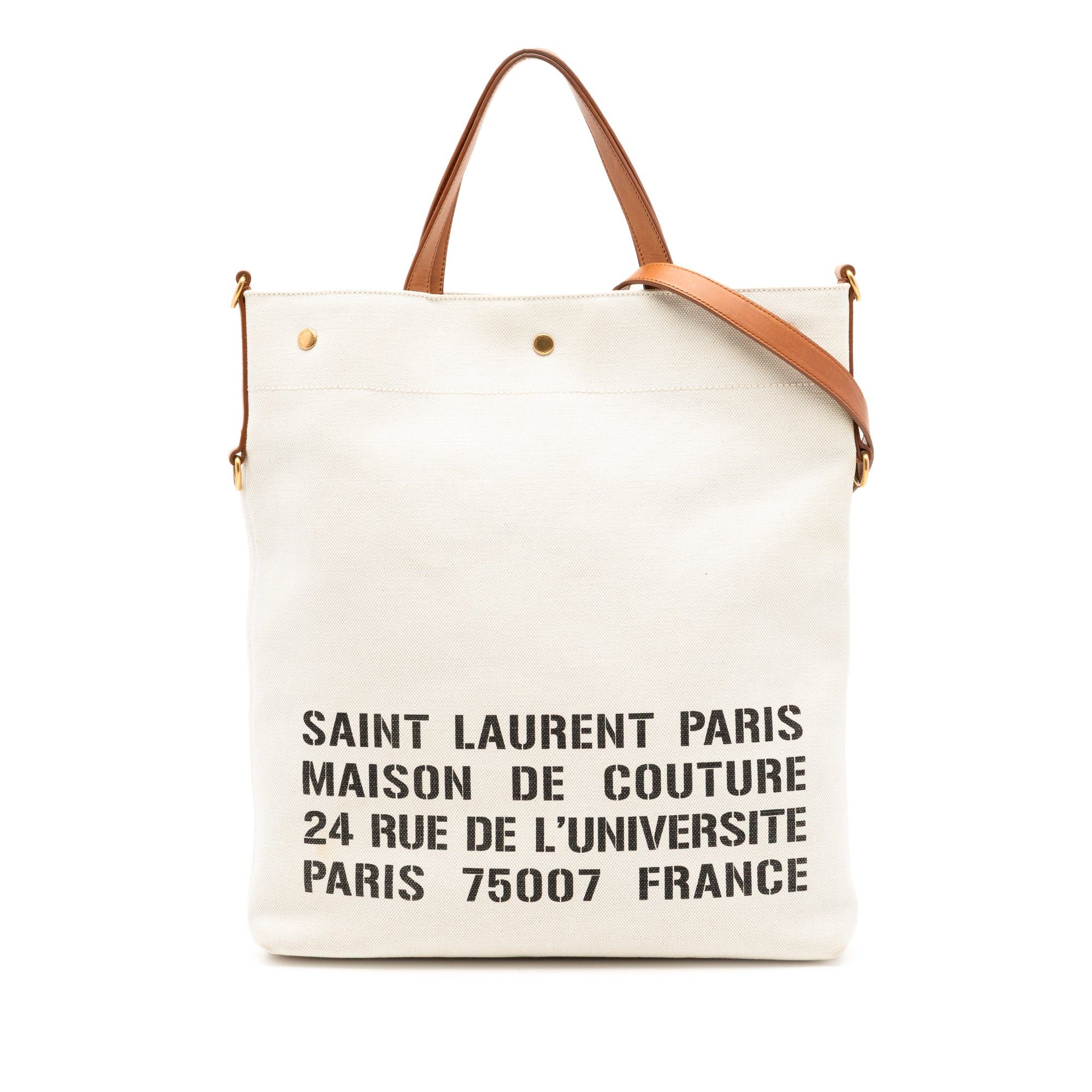 Saint Laurent Paris Canvas Stencil Logo Convertible Tote Size ONE SIZE - 1 Thumbnail