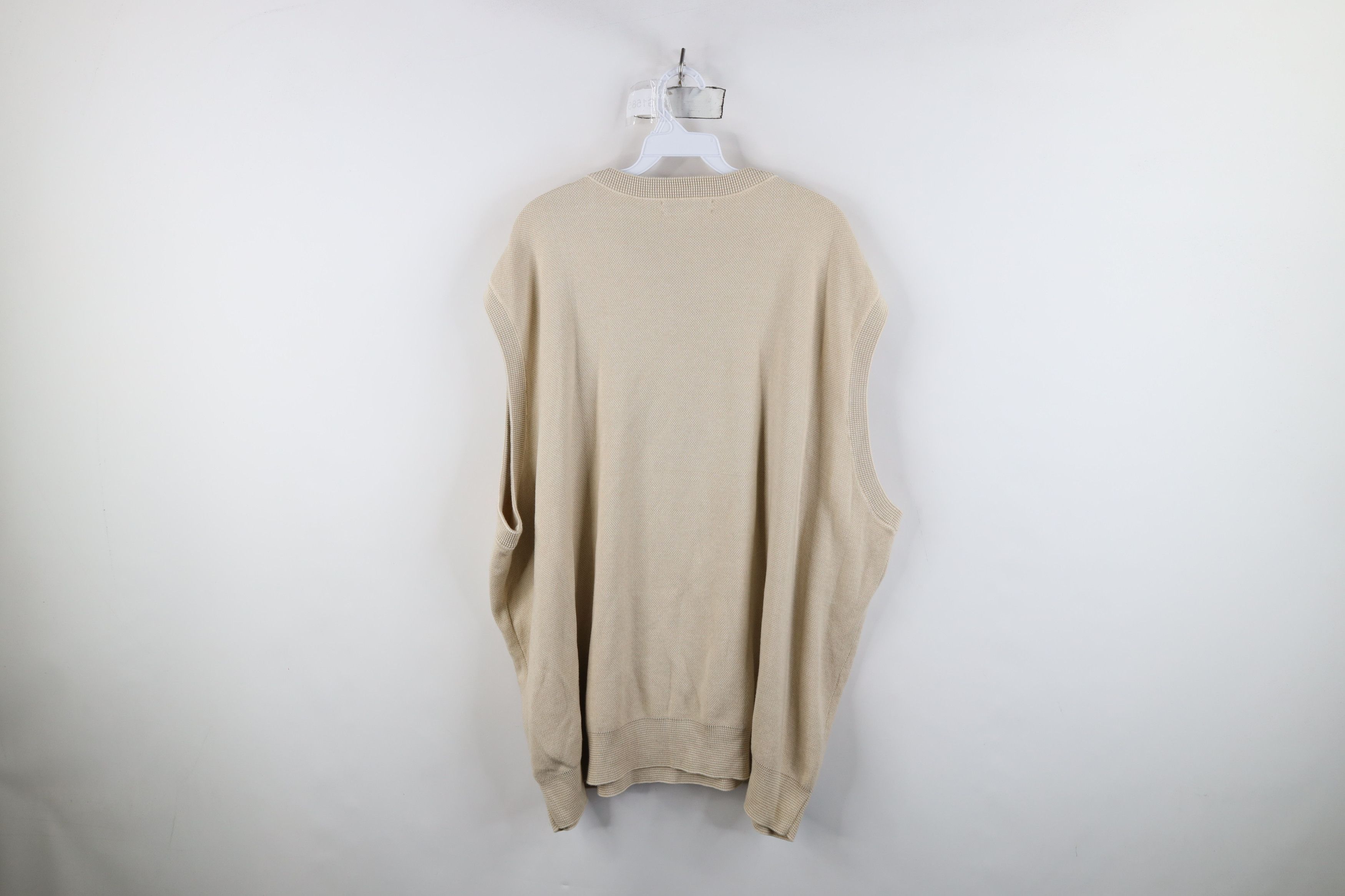 Vintage Vintage 90s Streetwear Thermal Knit Sweater Vest Beige Size US XXL / EU 58 / 5 - 8 Thumbnail
