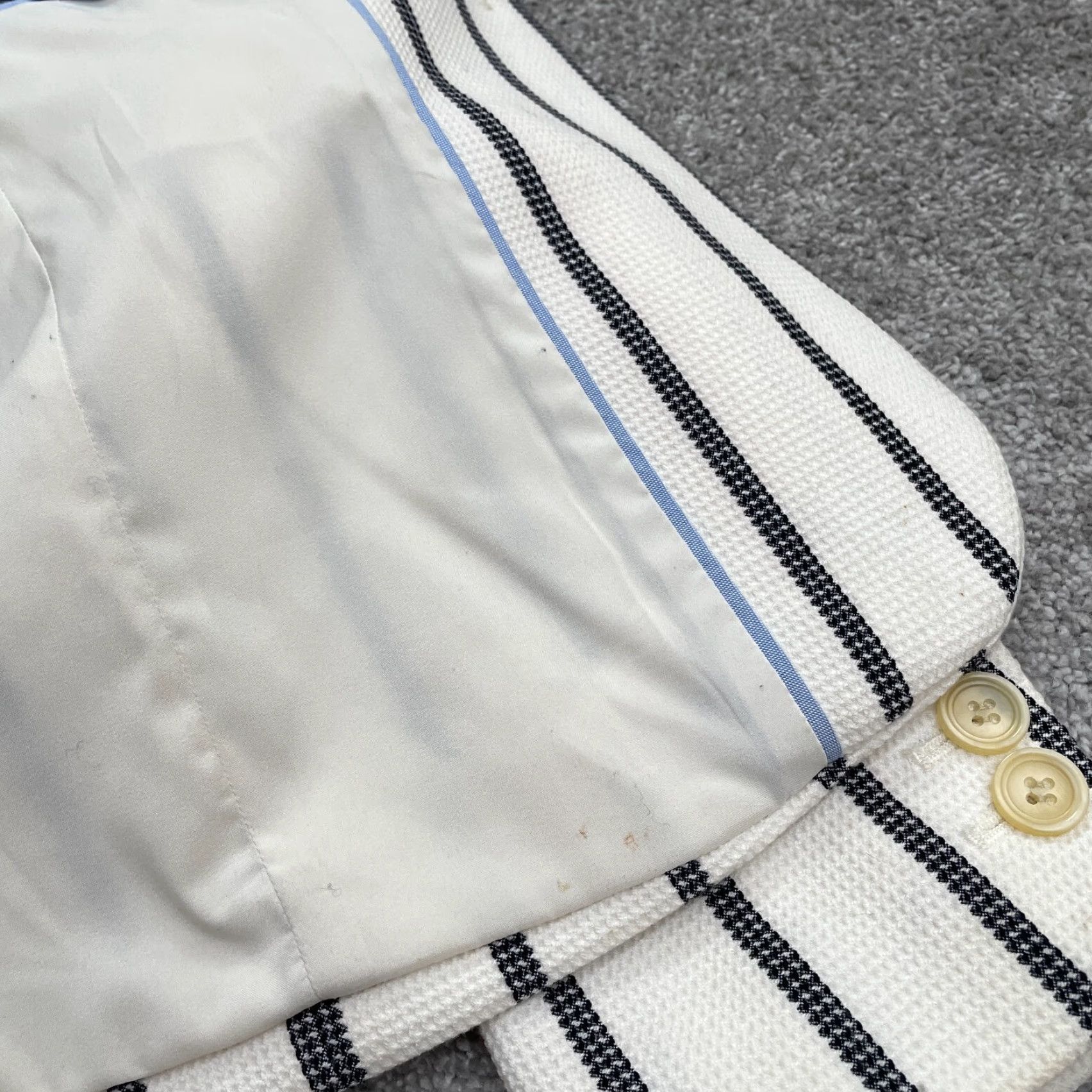 Talbots Talbots Blazer Jacket Womens 8 White Black Striped Single Breasted Lined Work Size M / US 6-8 / IT 42-44 - 5 Thumbnail