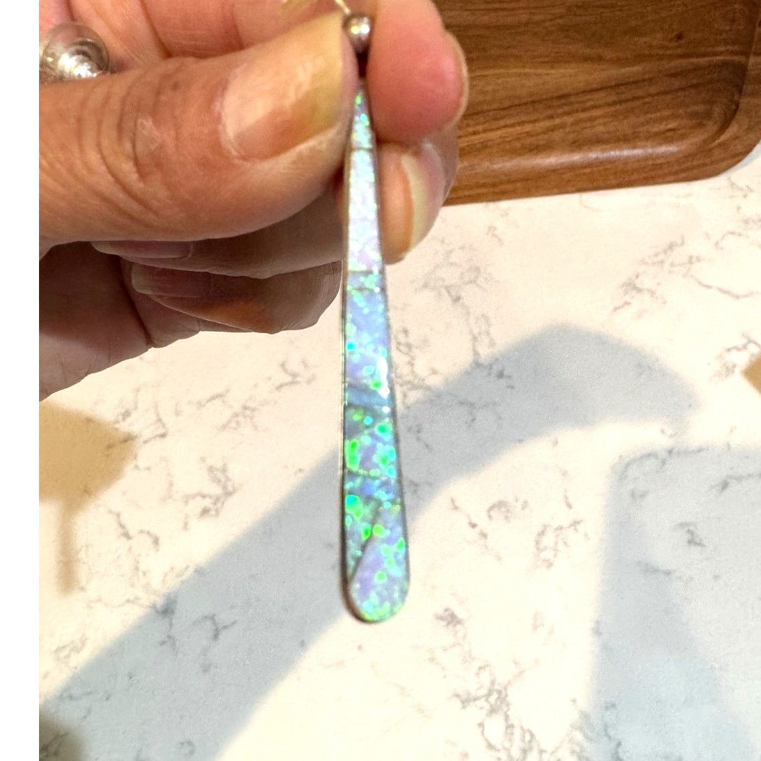 Other Native American silver opal drop earrings by Calvin Begay Size ONE SIZE - 4 Thumbnail