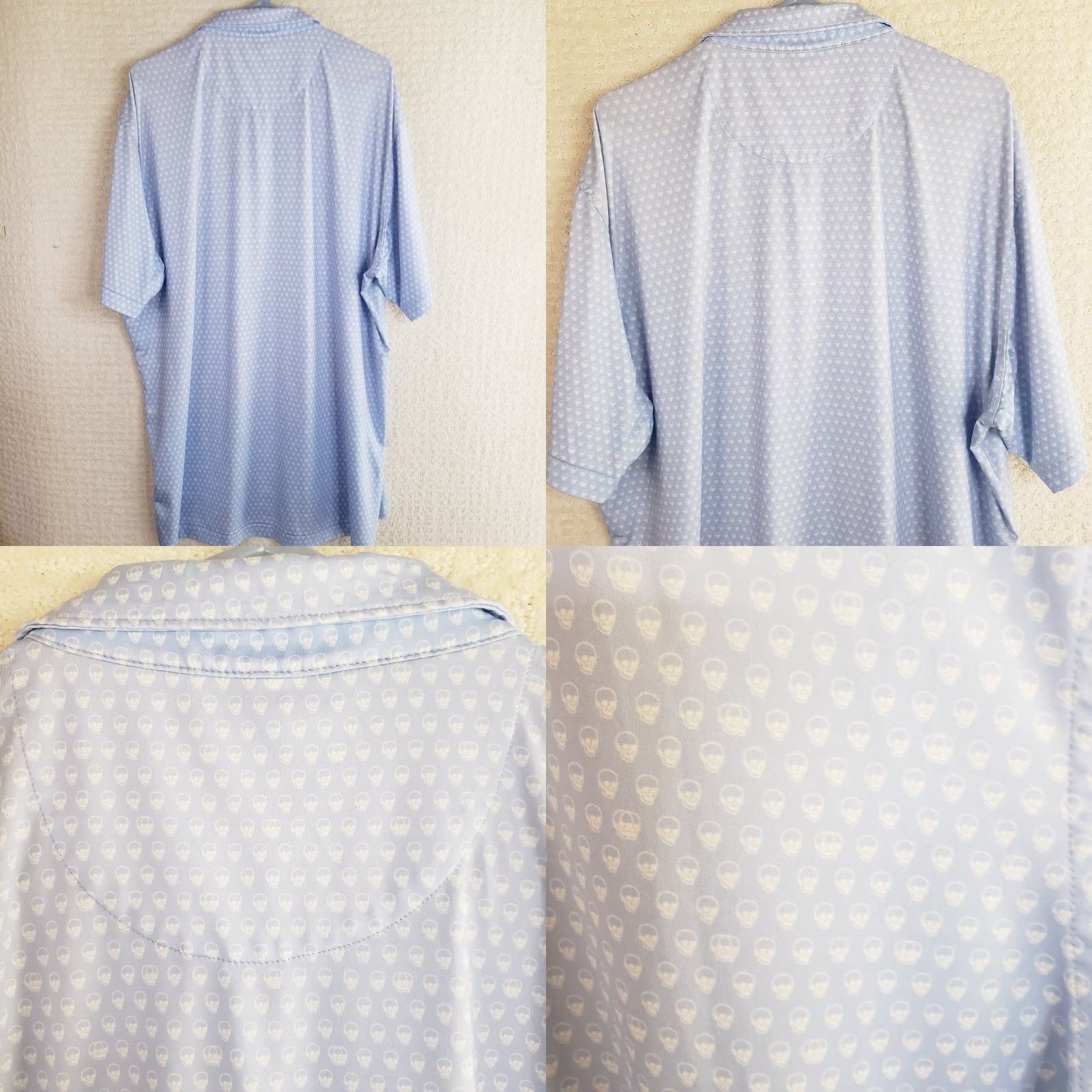 Peter Millar Peter Millar Summer Comfort Polo Mens L Blue Skulls Geometric Breathable Lightweight Stretch Golf Shirt Size US L / EU 52-54 / 3 - 8 Thumbnail