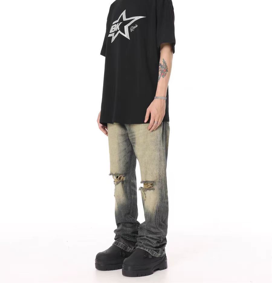Japanese Brand × Jean Vintage washed ripped hip hop straight leg jeans Size US 32 / EU 48 - 4 Thumbnail