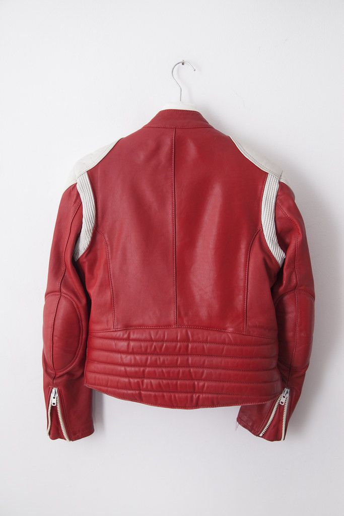 Vintage 1990's red leather biker jacket Size US S / EU 44-46 / 1 - 3 Thumbnail