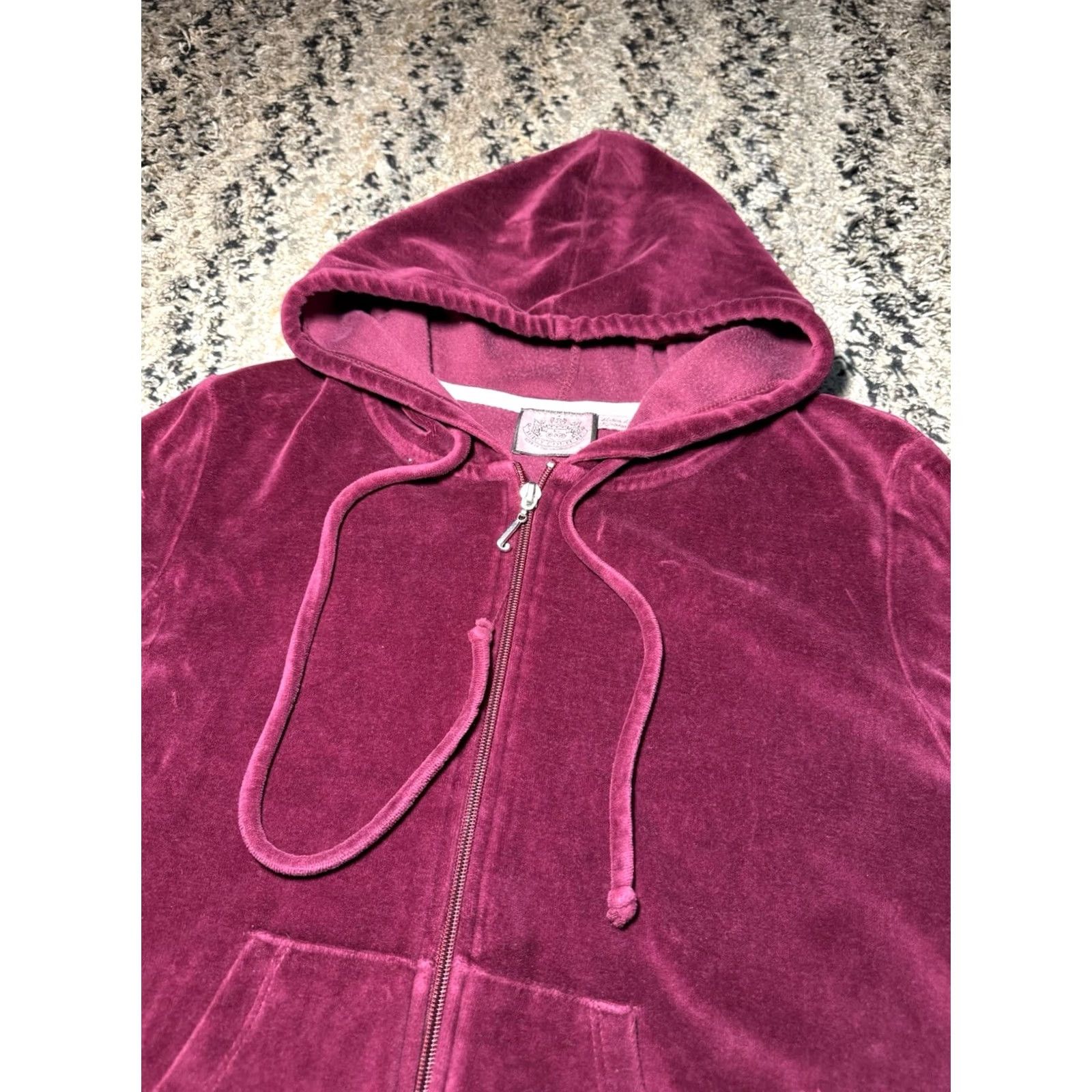 Juicy Couture VINTAGE Juicy Couture Hoodie Full Zip Velour Track Jacket Womens XL Burgundy Red Size XL / US 12-14 / IT 48-50 - 6 Thumbnail