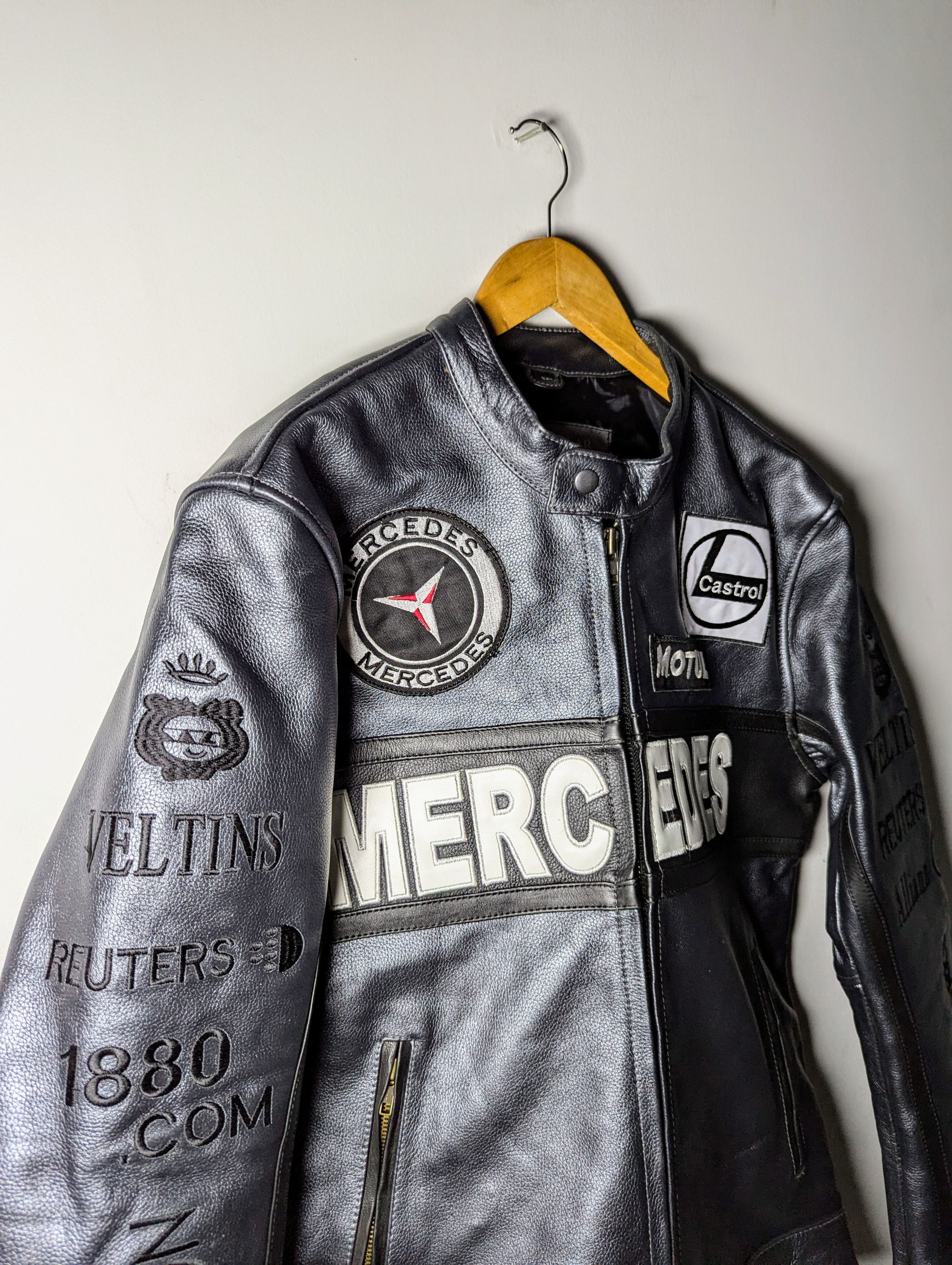 Other 🔥 Mercedes 🔥 Benz LEATHER JACKET RARE OUTERWEAR Size L / US 10 / IT 46 - 8 Thumbnail