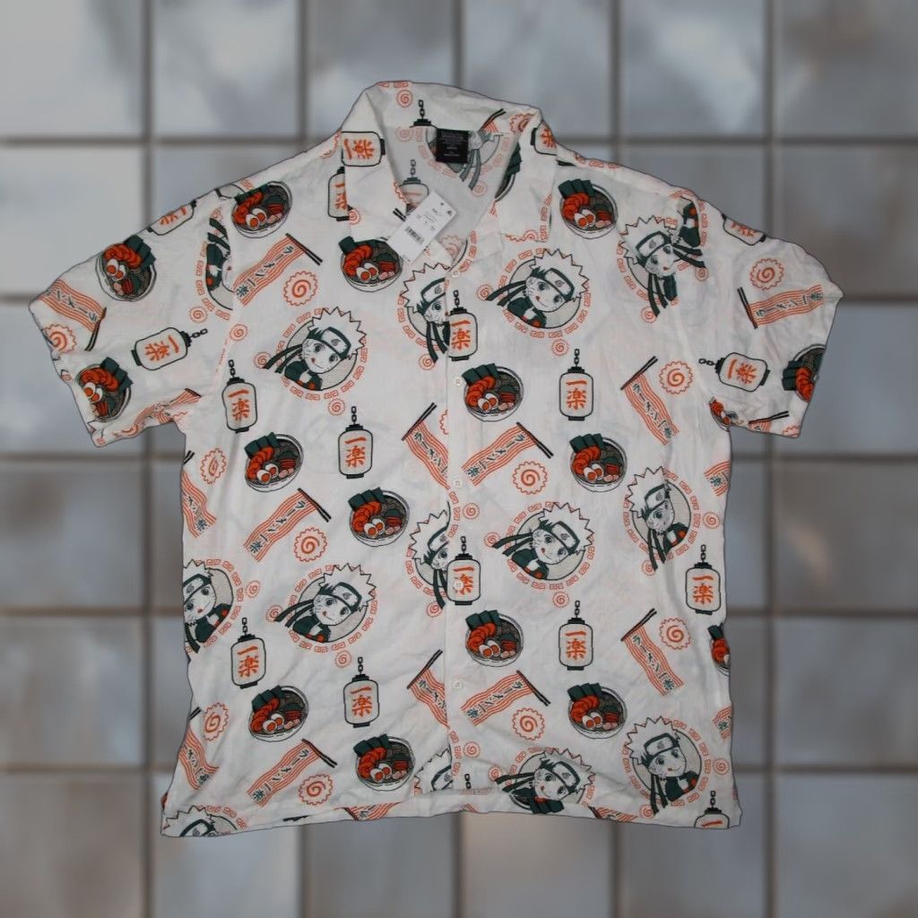 Vintage Naruto Shirt Adult 2XL White Button-Up Short Sleeve Hawaiian Geometric Logo Anime 2007 Mens Size US XXL / EU 58 / 5 - 1 Thumbnail