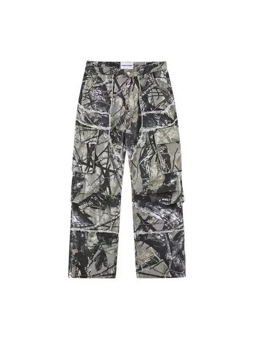 Jean Retro Camo Multi-Pocket Wide-Leg Cargo Jeans Size US 30 / EU 46 - 5 Thumbnail