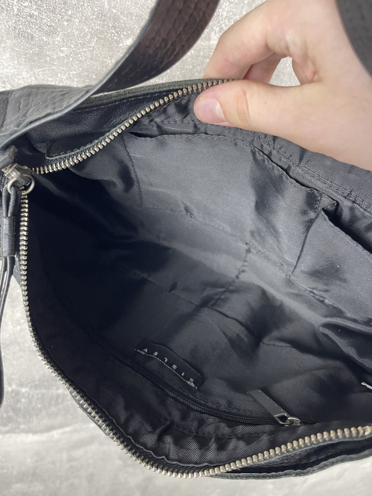 Sisley Black Leather Baguette Shoulder Bag Y2K 00s Rectangular Size ONE SIZE - 10 Thumbnail