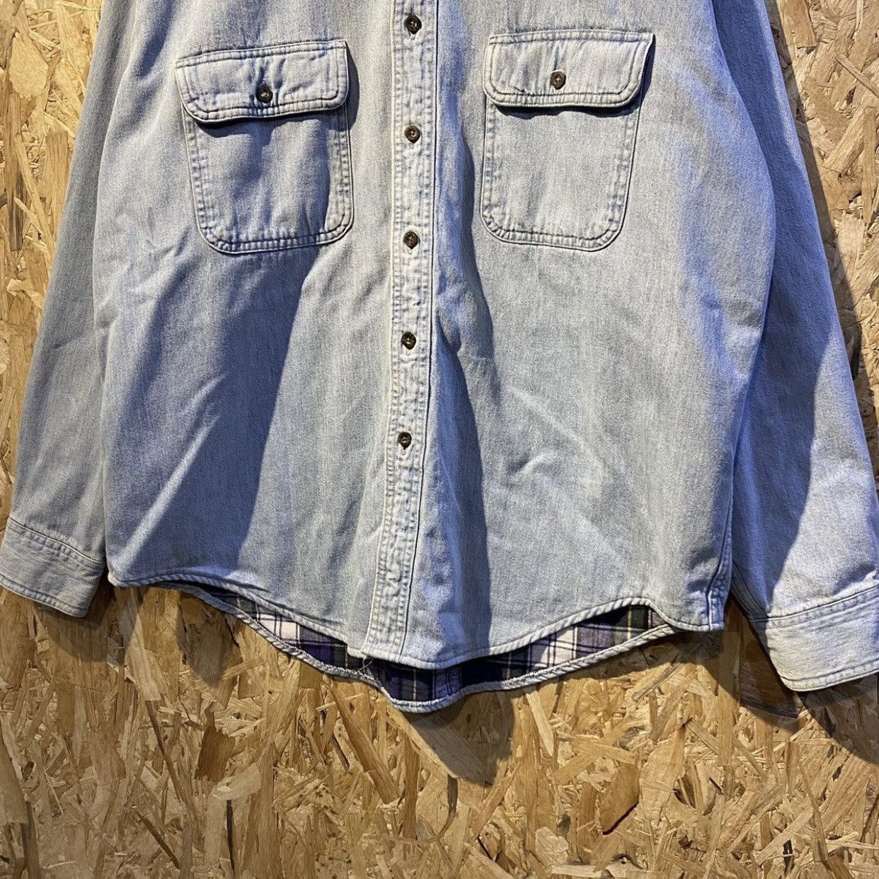 L.L. Bean × Vintage Vintage 90s LL Bean Heavy Cotton Button Shirt Denim USA Size US L / EU 52-54 / 3 - 4 Thumbnail