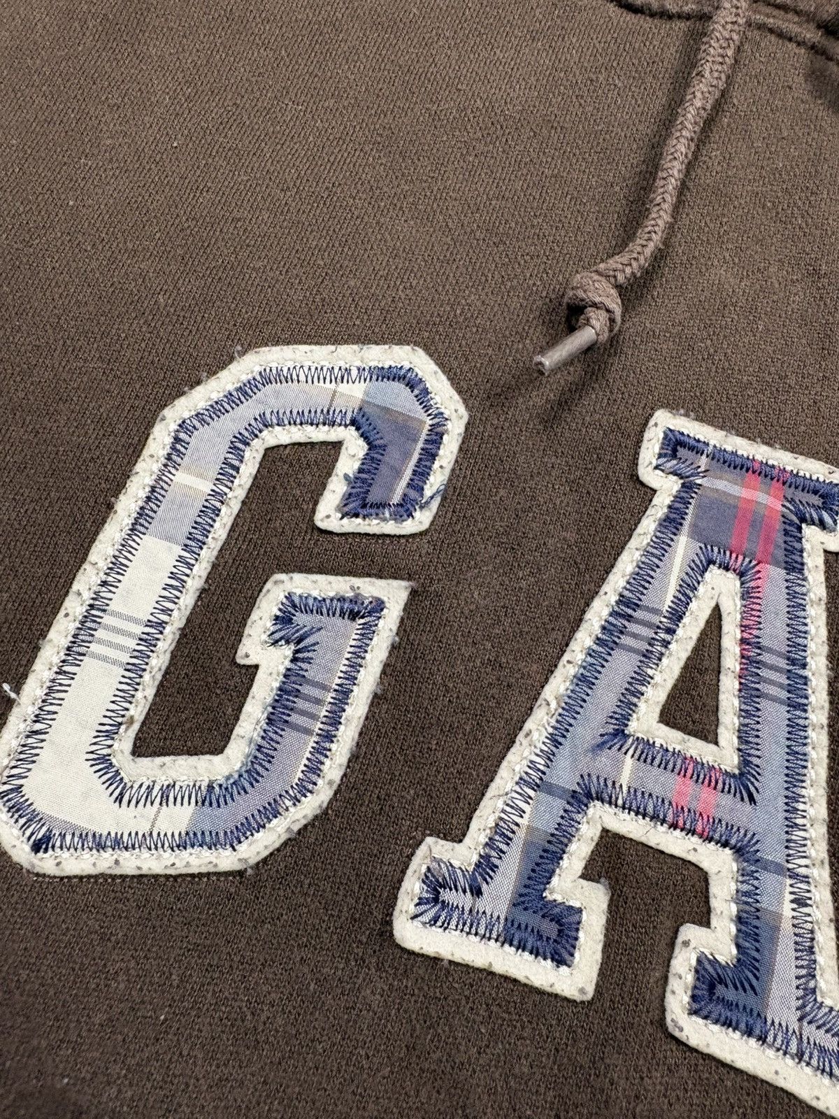 Gap GAP Brown Vintage Hoodie Plaid Appliqué Logo Spell Out Y2K Size US XL / EU 56 / 4 - 7 Thumbnail