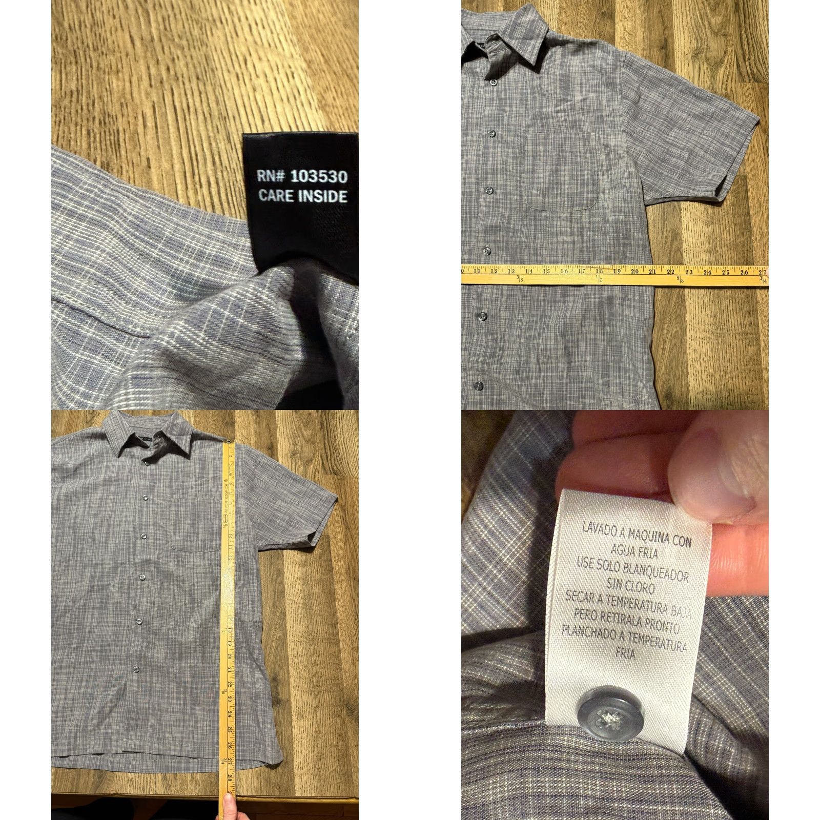 Vintage Age of Wisdom Shirt Mens Size M Grey White Short Sleeve Button Up Size US M / EU 48-50 / 2 - 8 Thumbnail