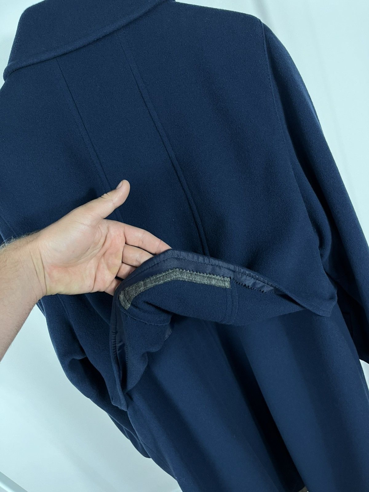 Designer Vintage Navy Wool Overcoat by Park Lane – Classic Design Size L / US 10 / IT 46 - 14 Thumbnail