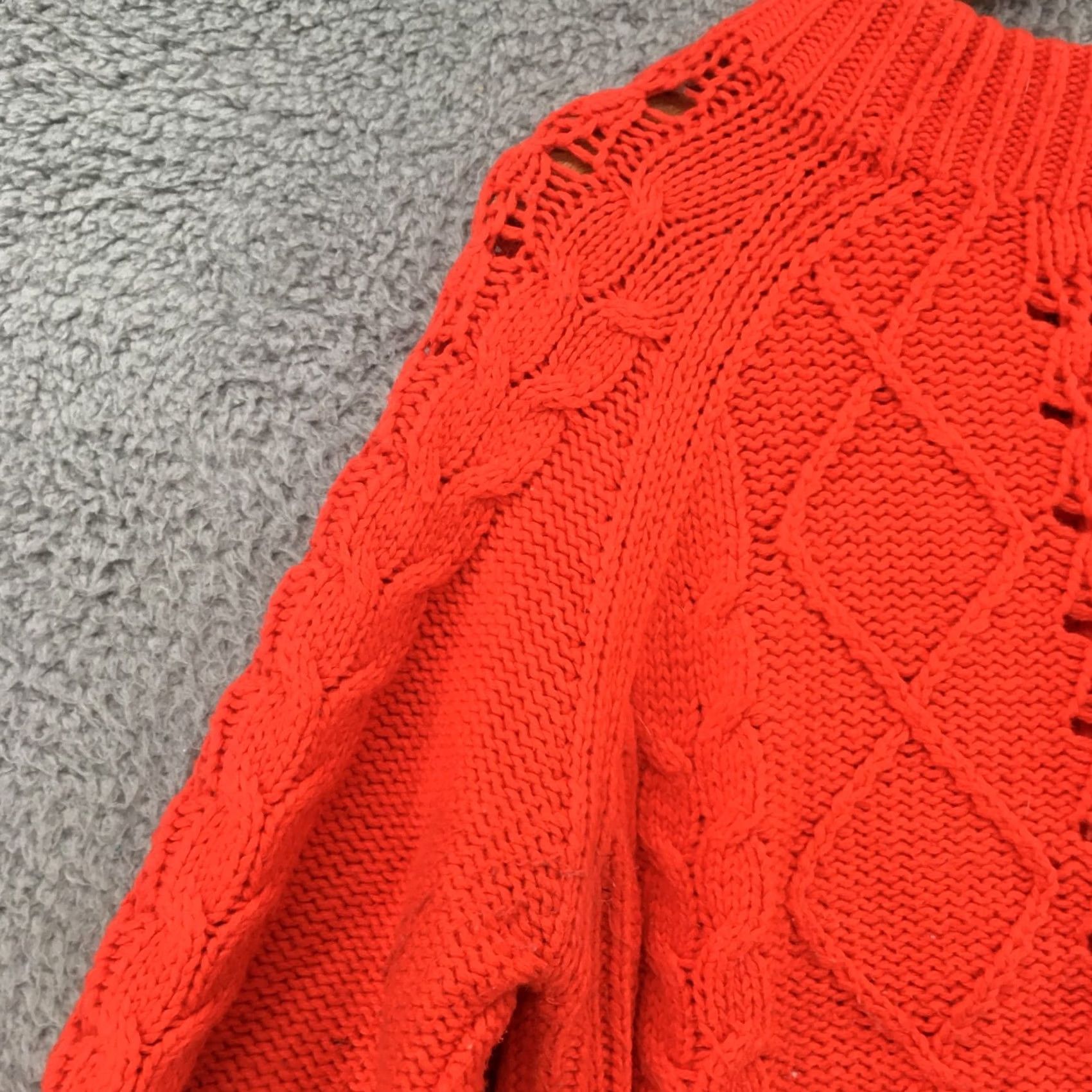 J.Crew J.CREW Cable Knit Sweater Womens Red Pullover Long Sleeve Cotton Blend Dark Red Crew Neck Knit Pullover Sweater Womens Regular Size M Size M / US 6-8 / IT 42-44 - 4 Thumbnail