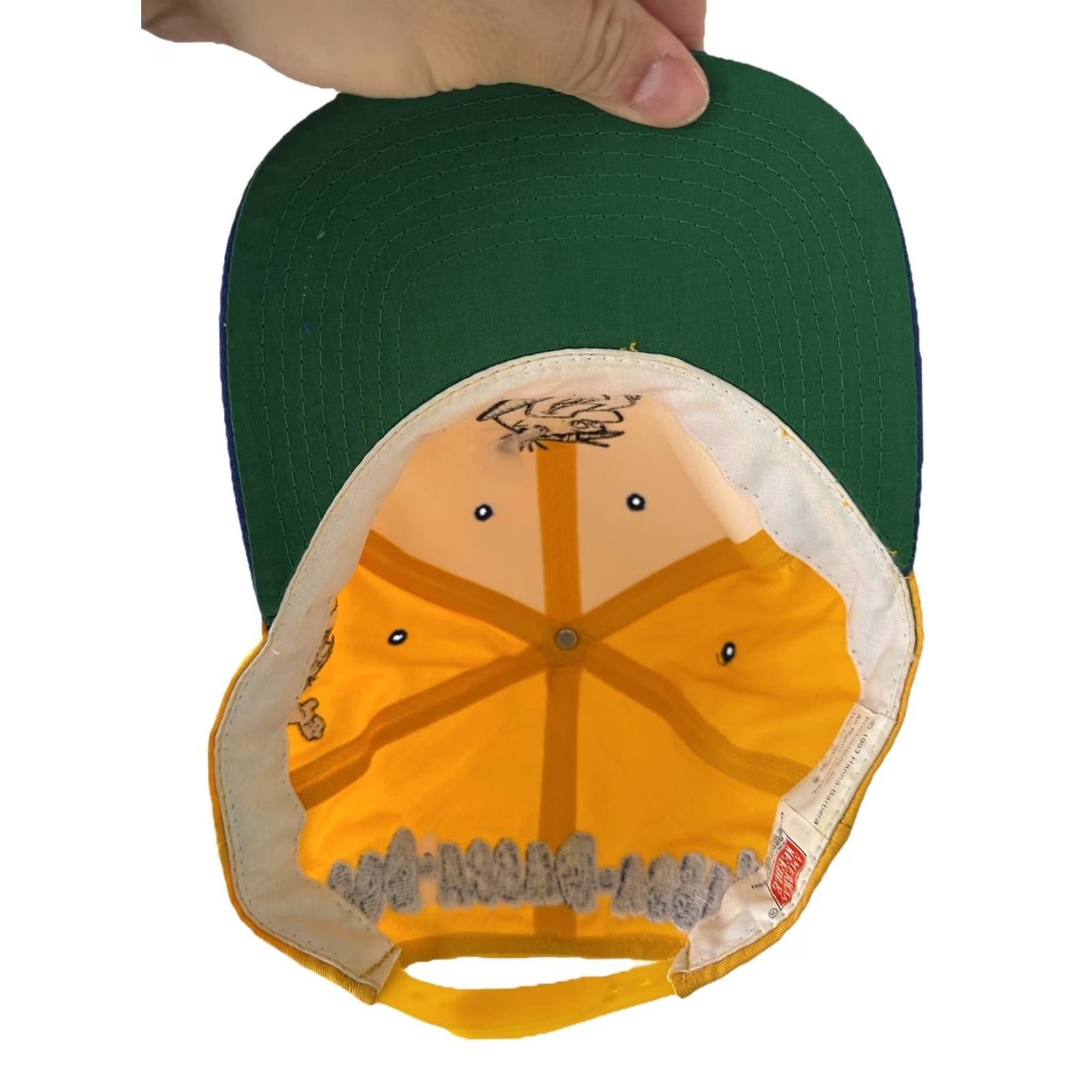 American Needle VINTAGE Fred Flintstone Blockhead Snapback Ball Hat 1993 American Needle NWOT Men One Size Yellow Twill Cotton Polyester Adjustable 90s Size ONE SIZE - 4 Thumbnail