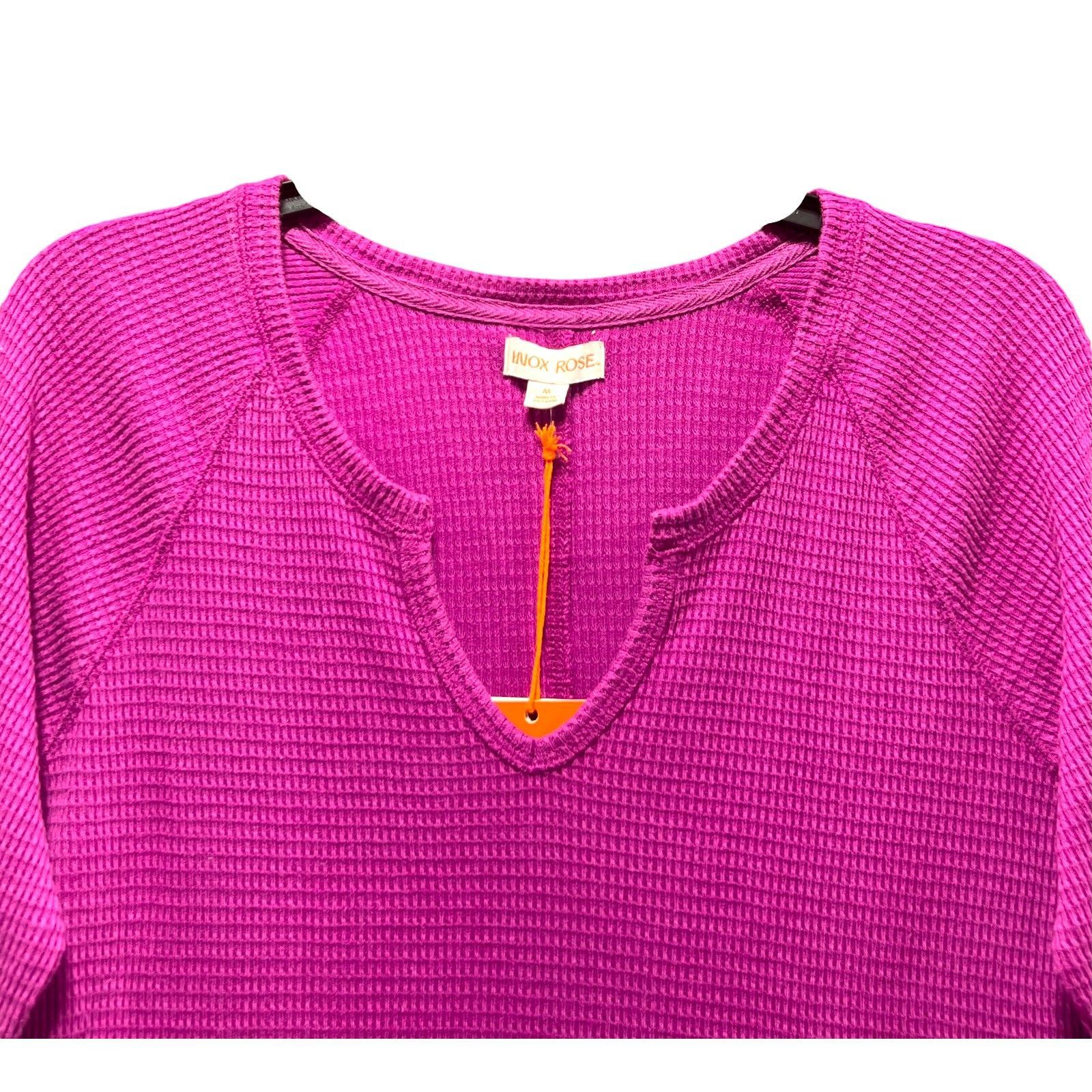 Other Knox Rose - Women's Long Sleeve Notch Neck Thermal Top - Pur Size M / US 6-8 / IT 42-44 - 14 Thumbnail
