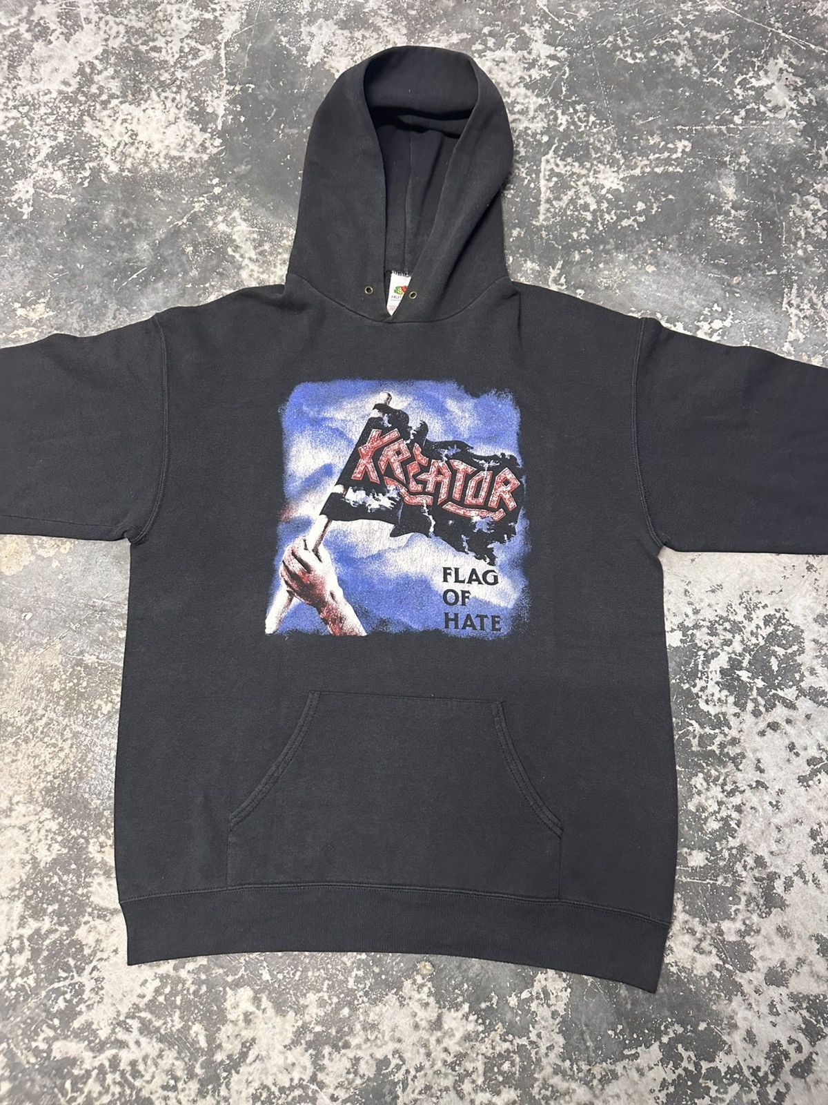 Band Tees × Vintage Vintage 90s Kreator Flag of Hate Hoodie Thrash Metal Band Size US XL / EU 56 / 4 - 5 Thumbnail