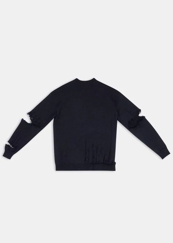 Balenciaga o1mt1gz0924 Destroyed Oversized V-Neck in Navy Size S / US 4 / IT 40 - 2 Thumbnail
