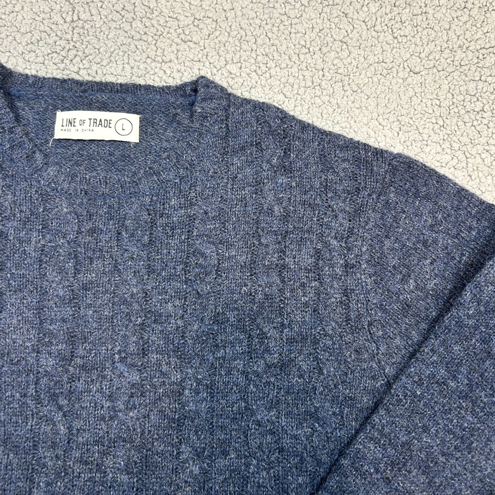 Vintage Line of Trade Navy Cable-Knit Fisherman Sweater / Men’s L Shirt? No—Sweater Size US L / EU 52-54 / 3 - 2 Thumbnail