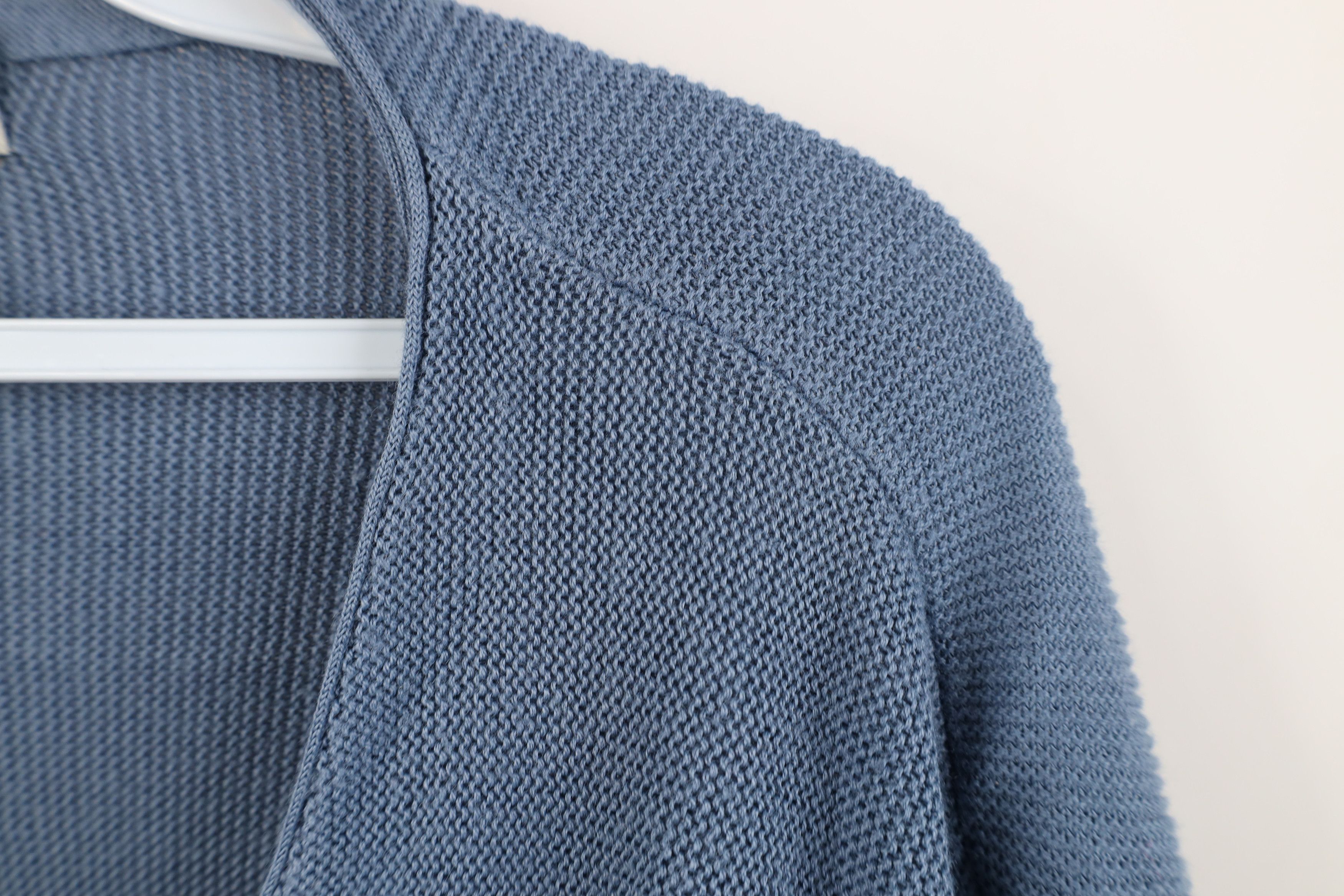 Vintage Vintage 90s Streetwear Ribbed Knit Cardigan Sweater Blue Size US L / EU 52-54 / 3 - 7 Thumbnail
