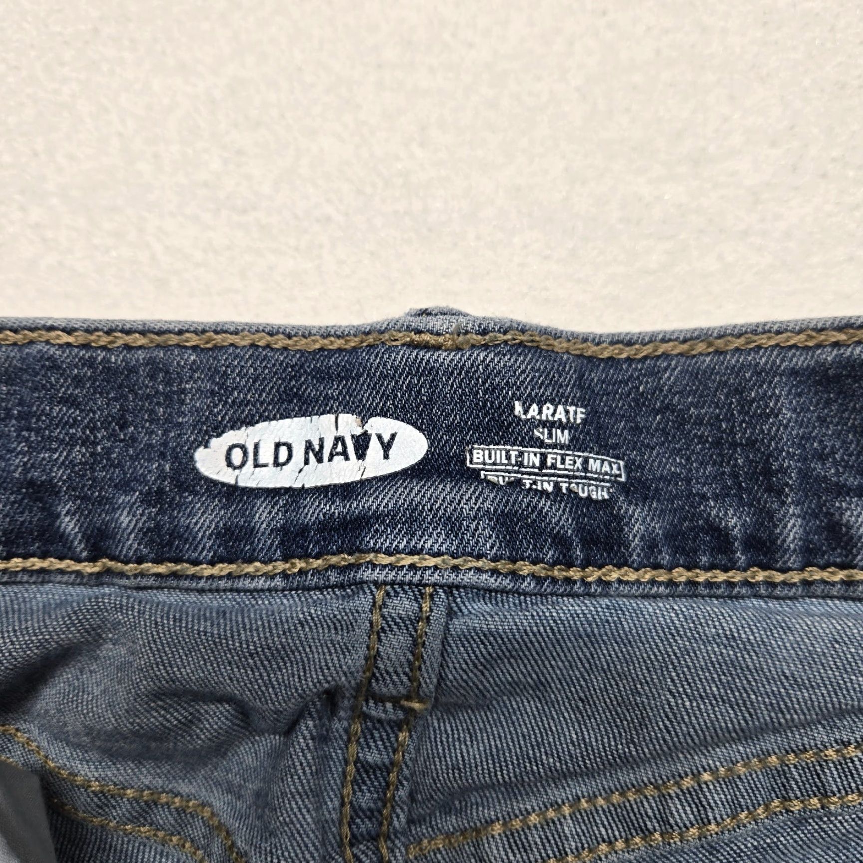 Old Navy Old Navy Jeans Womens Slim Mid Rise Blue Denim 28 Inseam 30 16 80s 90s Retro Classic Stretch Pockets Distressed Button Zip Casual Regular Womens Jeans Size 38" / US 16 / IT 52 - 2 Thumbnail