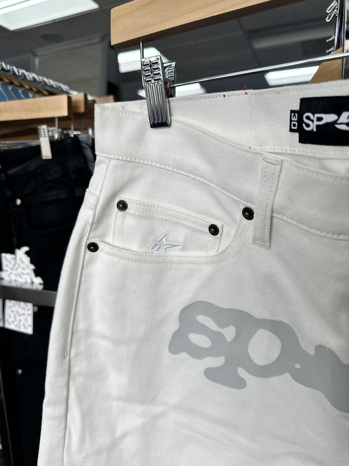 Sp5der Sp5der V3 Logo Denim Short White Size US 30 / EU 46 - 2 Thumbnail