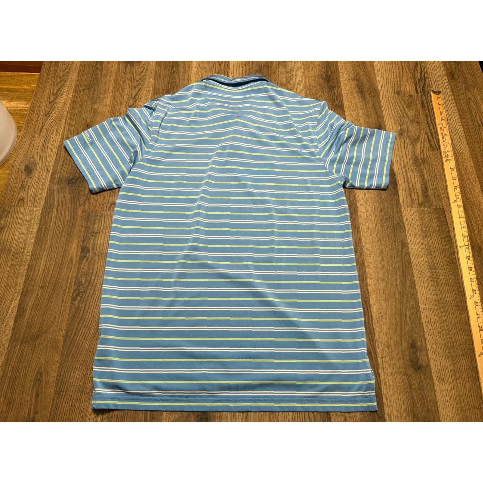 Vintage Fairway & Greene Tech Shirt Polo Shirt Men M Green Blue White Striped Polo Shirt Size US M / EU 48-50 / 2 - 2 Thumbnail