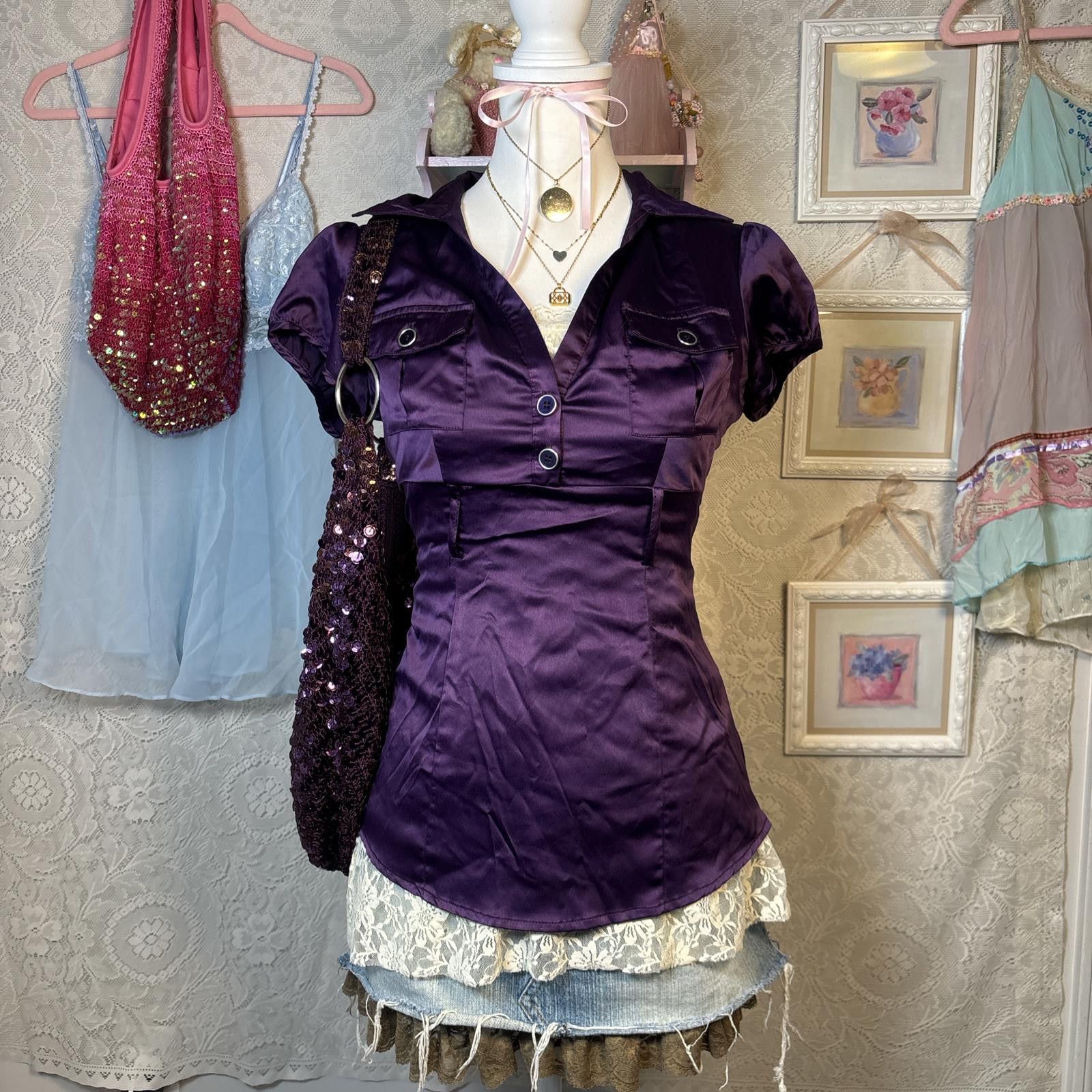 Other y2k purple office siren fitted blouse Size M / US 6-8 / IT 42-44 - 1 Thumbnail