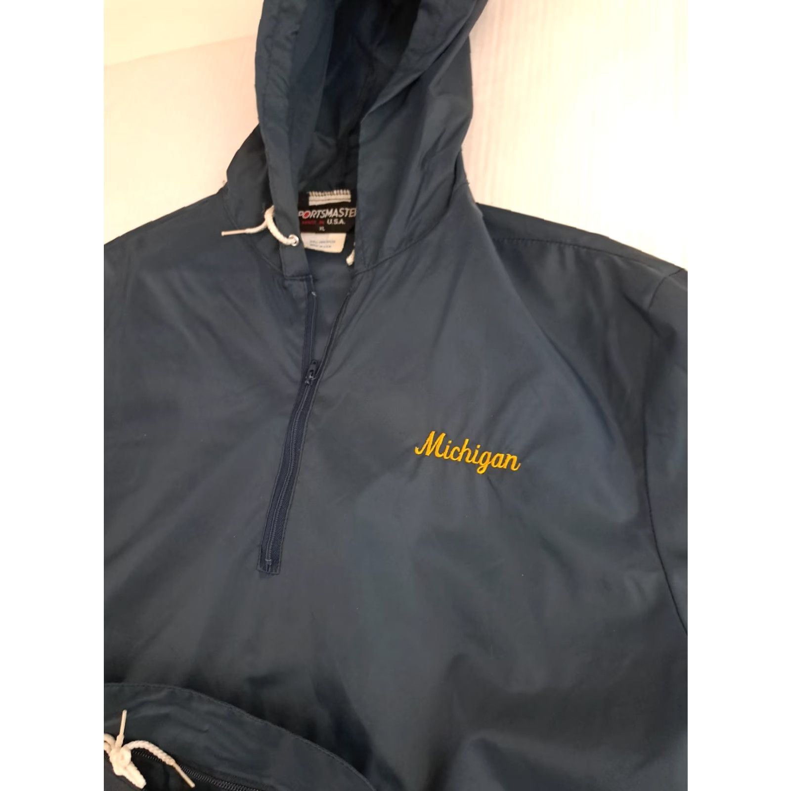 Vintage VINTAGE Michigan State USA Windbreaker 1/4 Zip Hooded Light Nylon Blue XL Unisex Adults Sportsmaster Jacket Mid-Length Size US XL / EU 56 / 4 - 2 Thumbnail