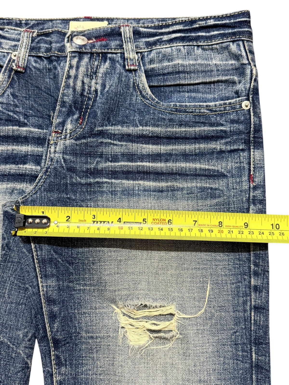 KMRii Vintage Japanese Brand Faded Thunder Wash Distress Loose Fit Size US 30 / EU 46 - 15 Thumbnail