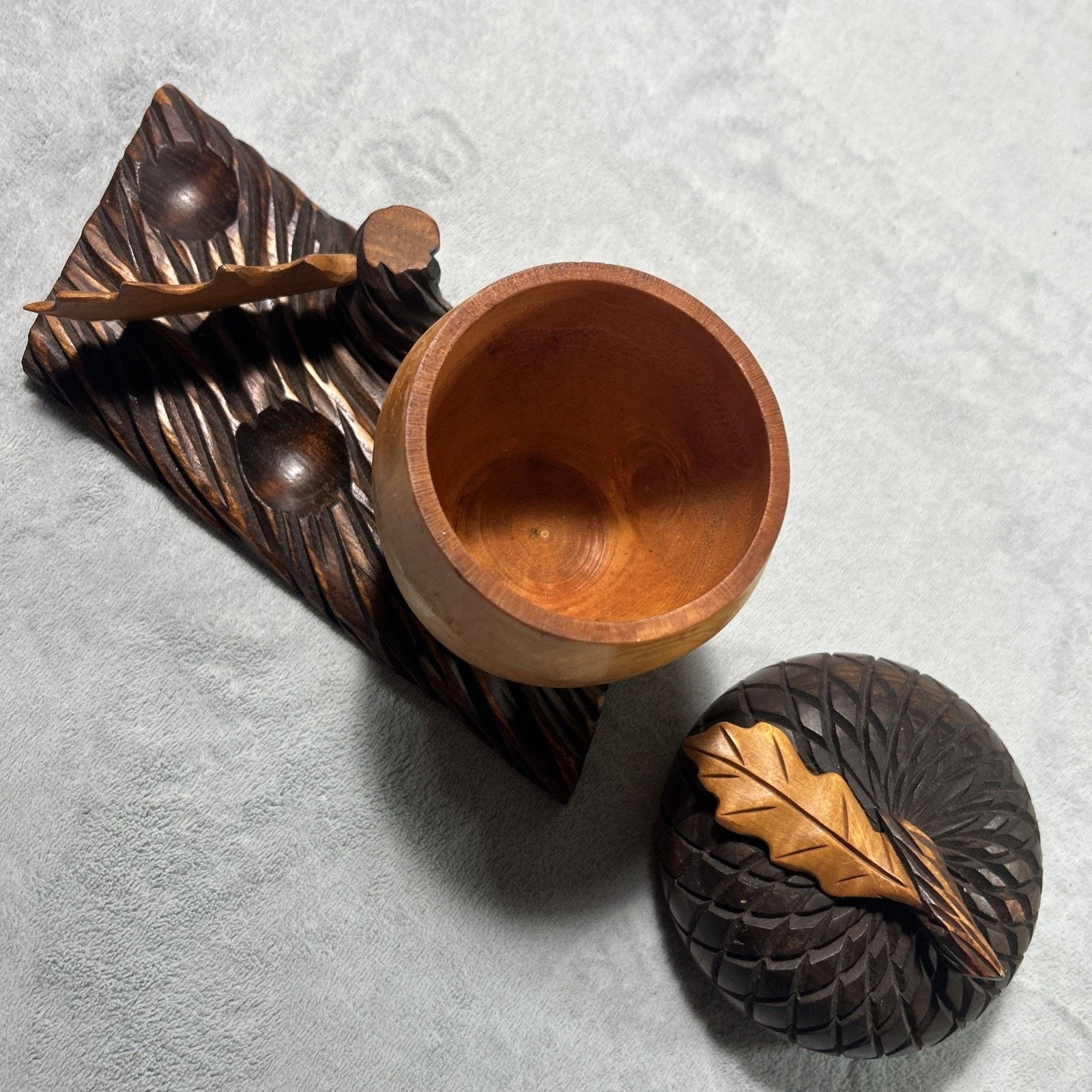 Vintage Antique 1890s Wooden Acorn Smoking Pipe Stand Ashtray Holder Size ONE SIZE - 3 Thumbnail
