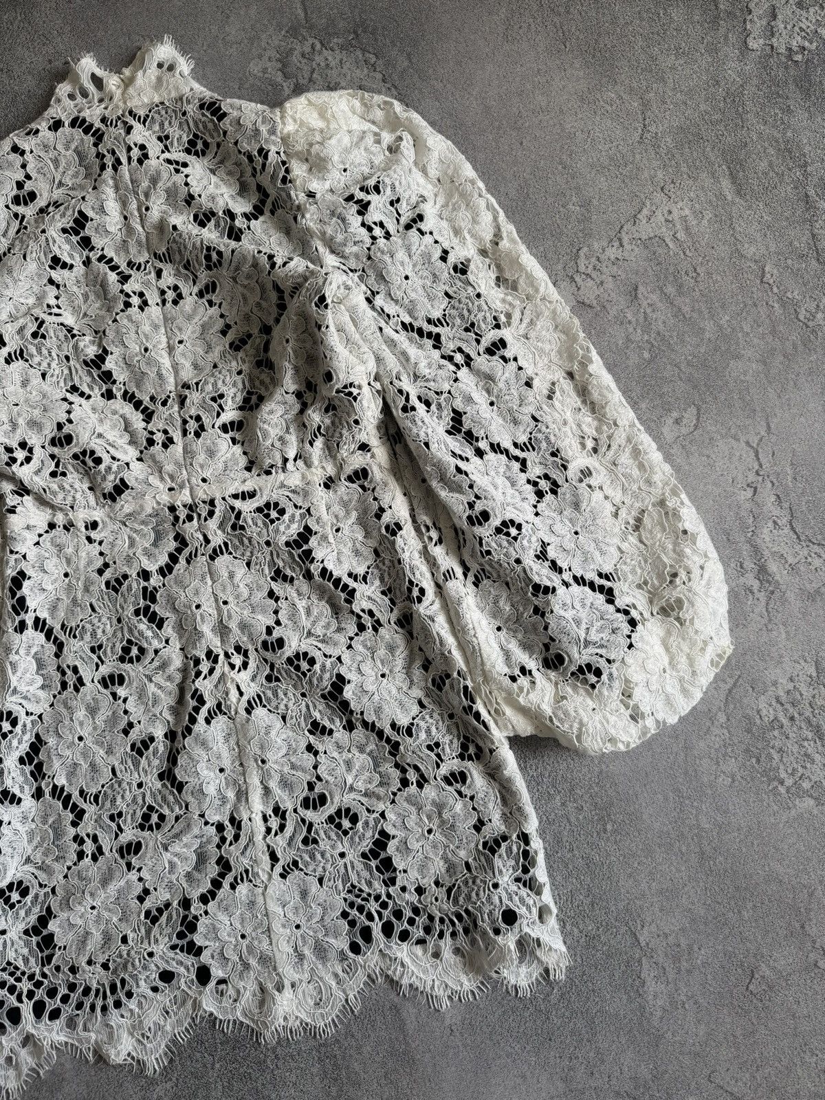 Sandro Sandro 36 white lace mini dress 👗 puff long sleeve Size XS / US 0-2 / IT 36-38 - 18 Thumbnail