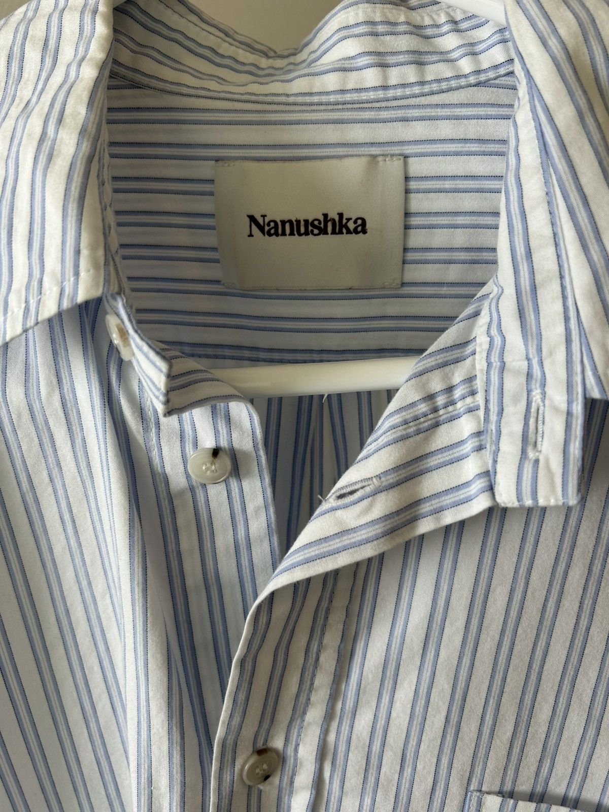 Nanushka Nanushka Blue & White Striped Button-Up Shirt – Size Large Size US L / EU 52-54 / 3 - 2 Thumbnail