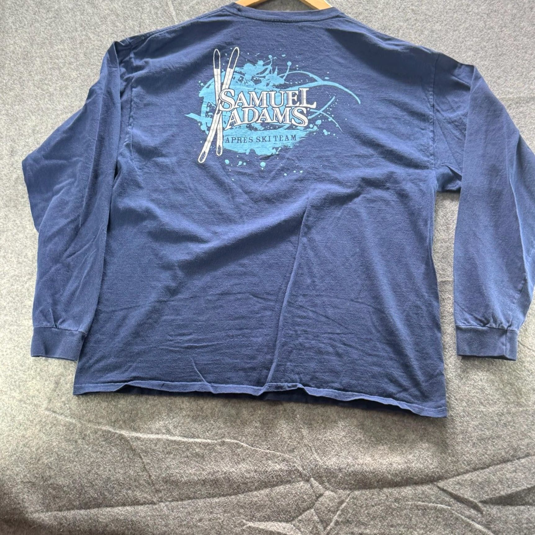 Hanes Hanes Shirt Mens 2XL Blue Samuel Adams Apres Ski Team Long Sleeve Crewneck Size US XXL / EU 58 / 5 - 4 Thumbnail