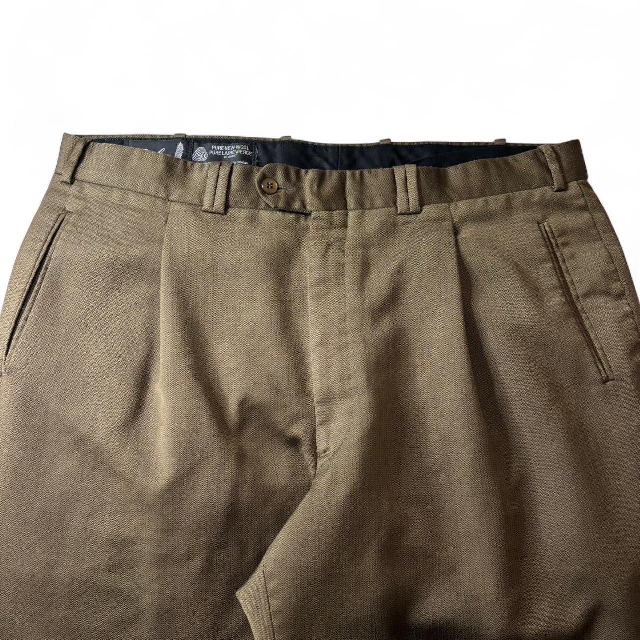 Vintage Vintage Brown 100% Wool Pleated Dress Pants - 39x32.5 Size US 39 - 5 Thumbnail