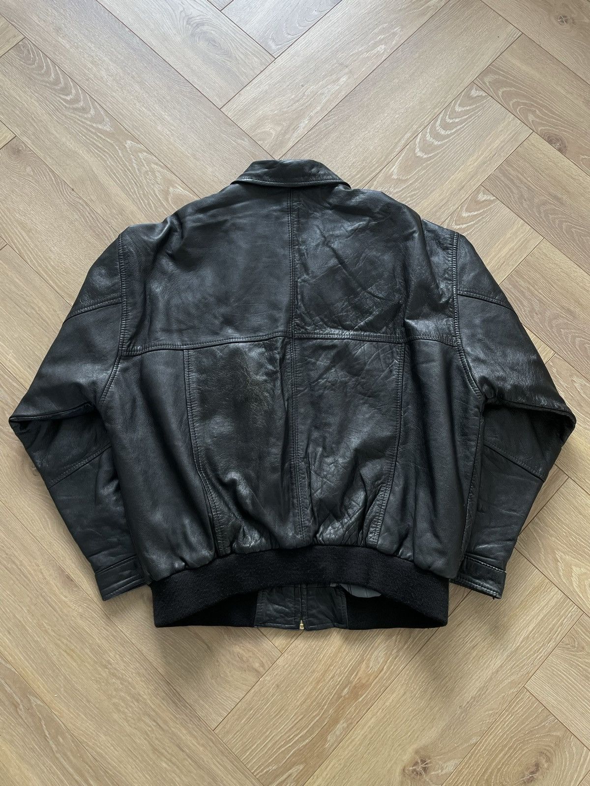 Vintage Vintage Y2k Black Leather Oversize Bomber Jacket Avant Garde Size US L / EU 52-54 / 3 - 6 Thumbnail