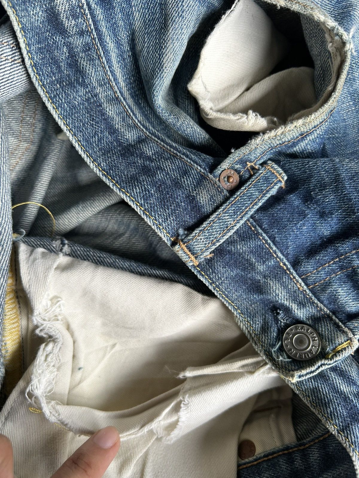 RRL Ralph Lauren FLARE RRL RALPH LAUREN SELVEDGE DISTRESSED DENIM JEANS Size US 34 / EU 50 - 13 Thumbnail