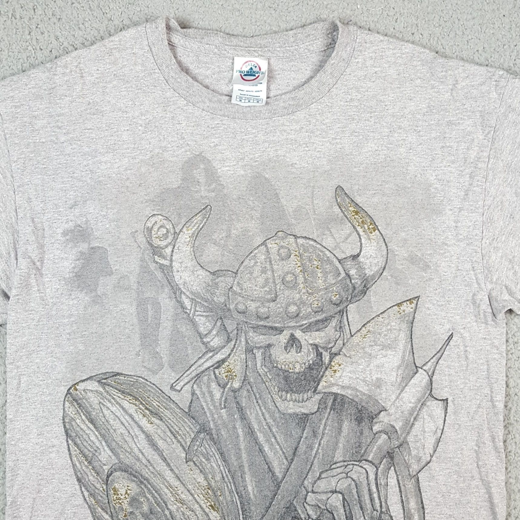 Delta VINTAGE Delta T-Shirt Mens Small Beige Cotton Skeleton Viking Warrior Medieval 90s 00s Retro Y2K Shirt Size US S / EU 44-46 / 1 - 2 Thumbnail