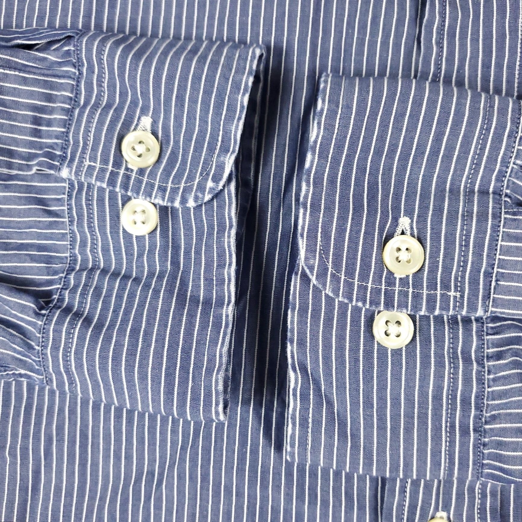 Ralph Lauren Ralph Lauren Dress Shirt Mens 17.5 Blue Striped Long Sleeve Button-Up Casual Workwear Size 46R - 4 Thumbnail