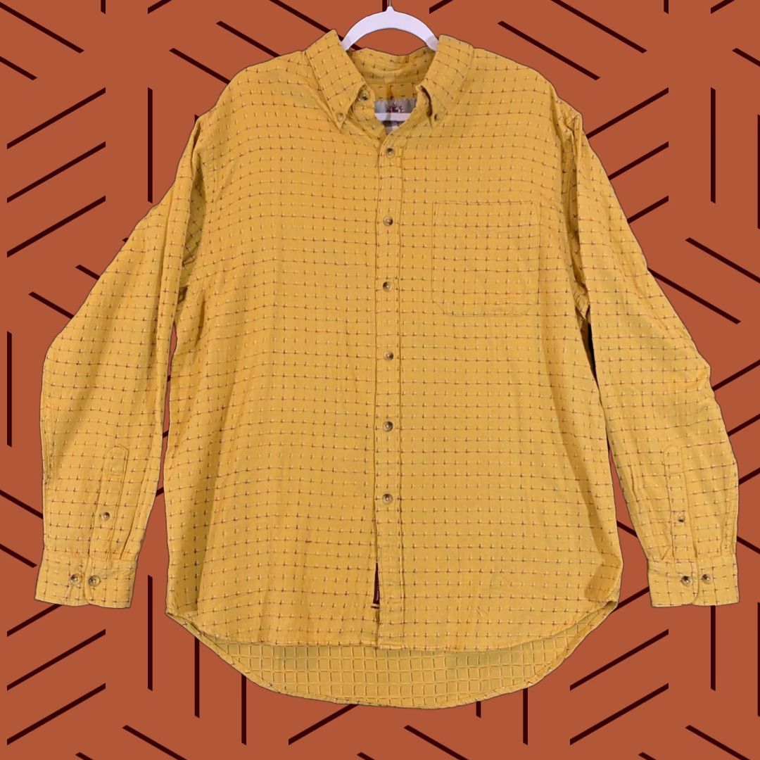 The Territory Ahead VINTAGE is not applicable; Territory Ahead Shirt Mens L Yellow Button-Up Long Sleeve Outdoor Hiking Size US L / EU 52-54 / 3 - 1 Thumbnail