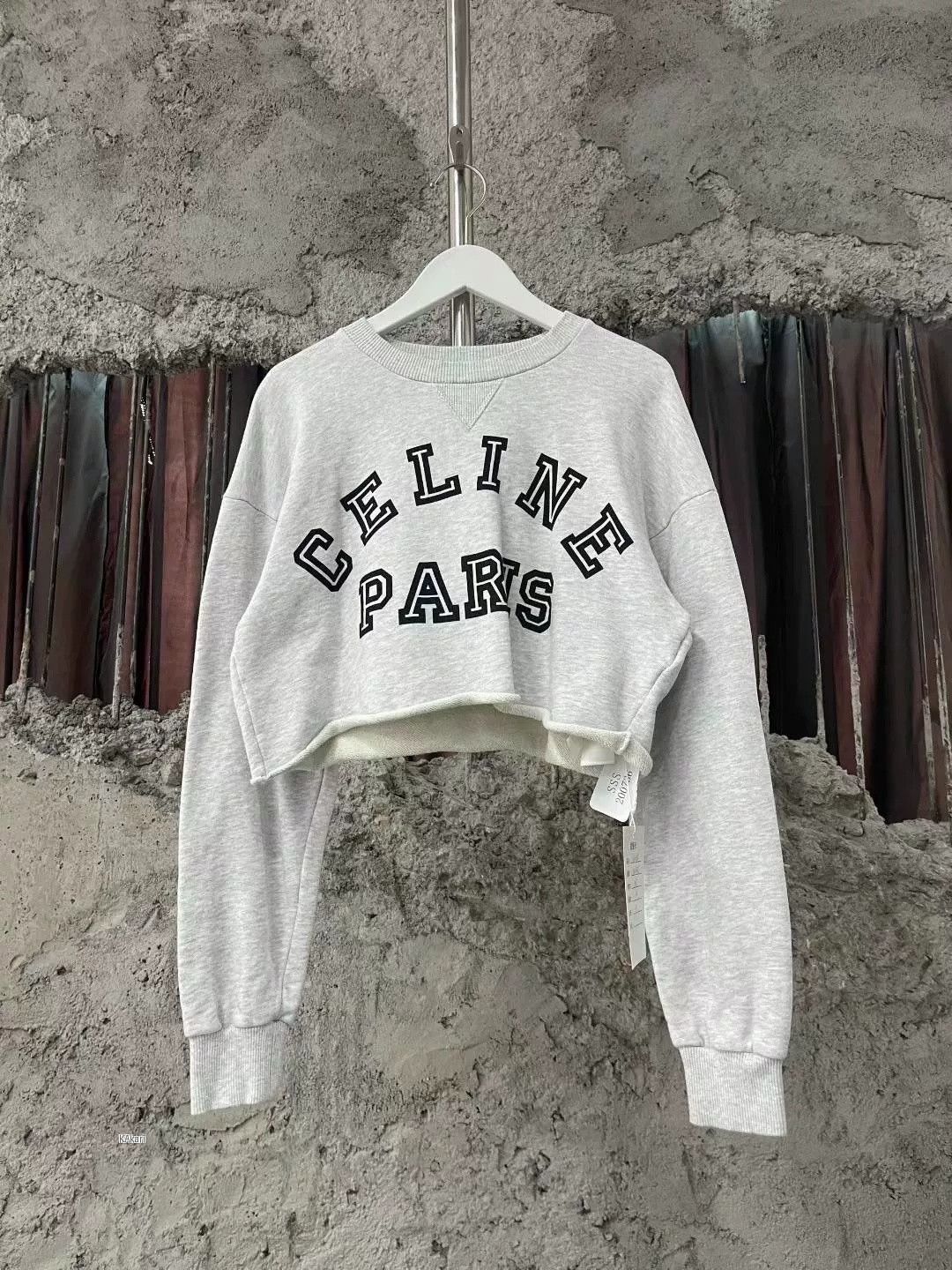 Celine Celine Gray Large Logo Short Sweatshirt Size US 28 / EU 44 - 1 Thumbnail
